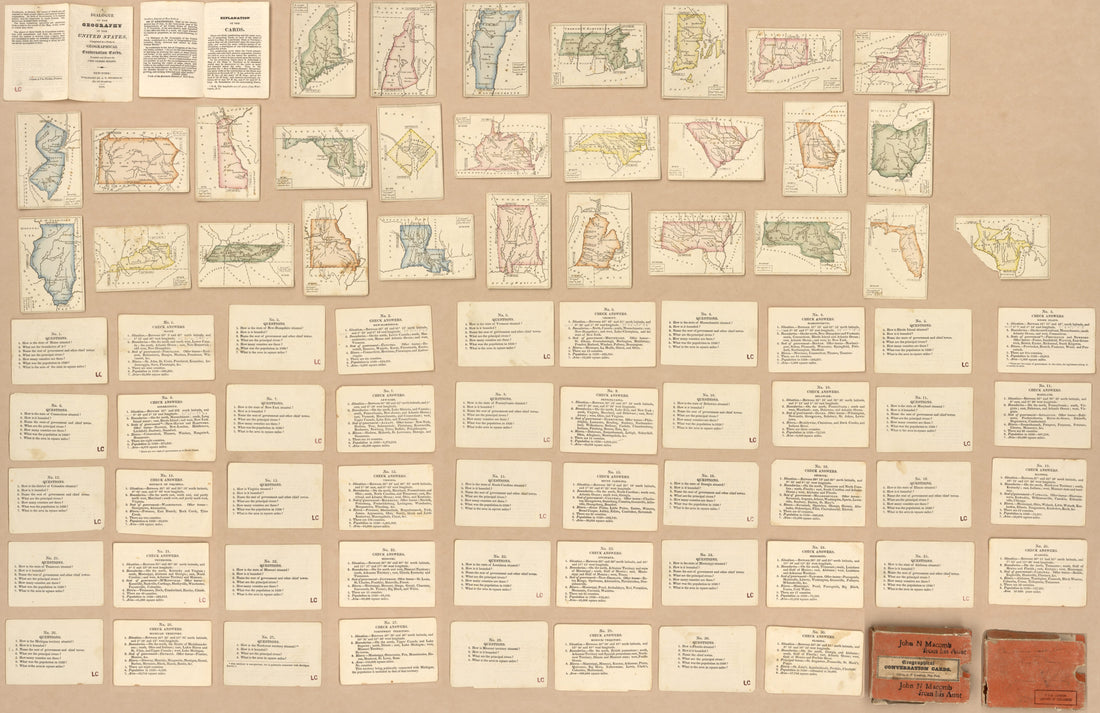 This old map of Geographical Conversation Cards : states of the United States from 1824 was created by Clayton & Van Norden, A. T. (Andrew Thompson) Goodrich, John Græme Melish in 1824