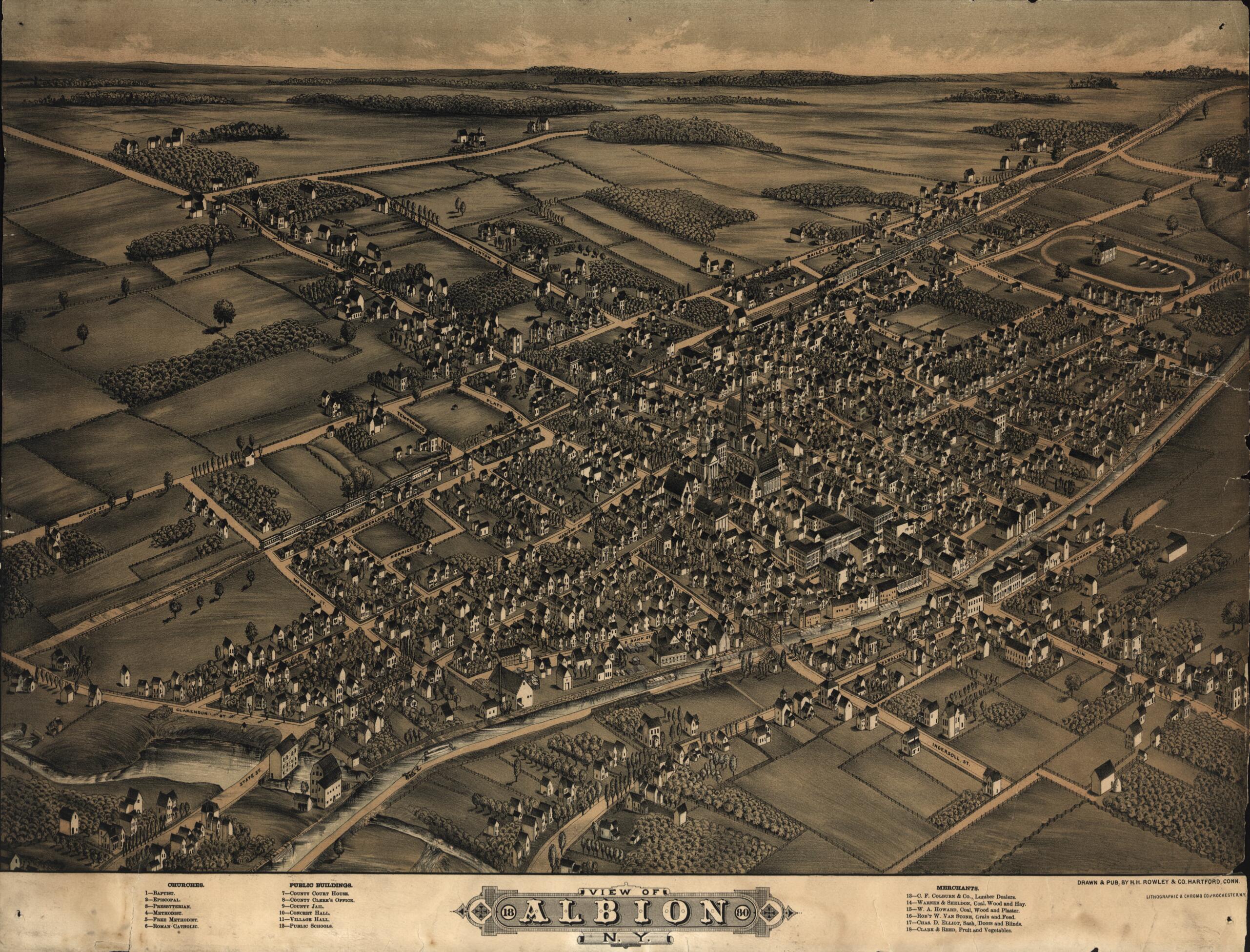 This old map of View of Albion, New York, from 1880 was created by H.H. Rowley & Co in 1880