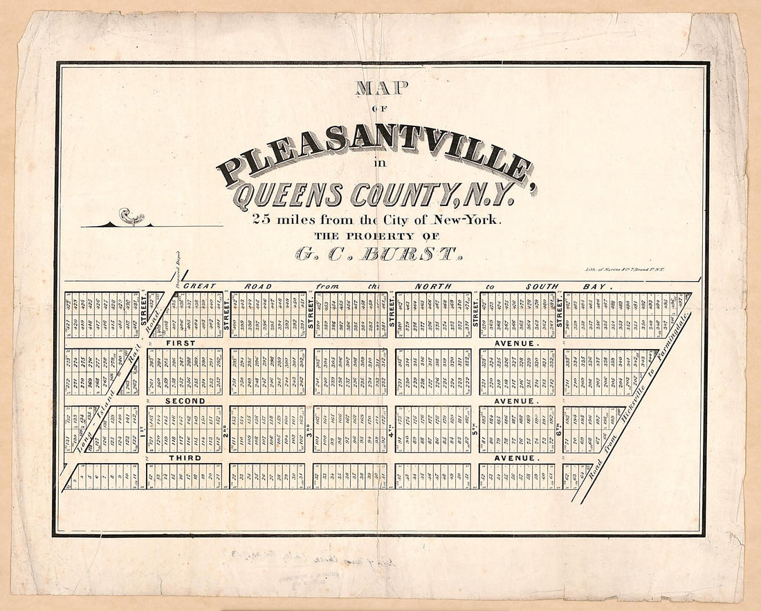 This old map of Map of Pleasantville In Queens County, New York : 25 Miles from the City of New York from 1880 was created by G. C. Burst, Narine & Co in 1880