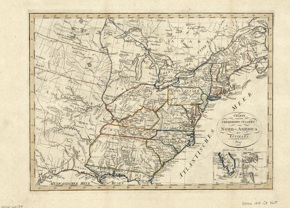 This old map of America Mit Luisiana from 1818 was created by in 1818