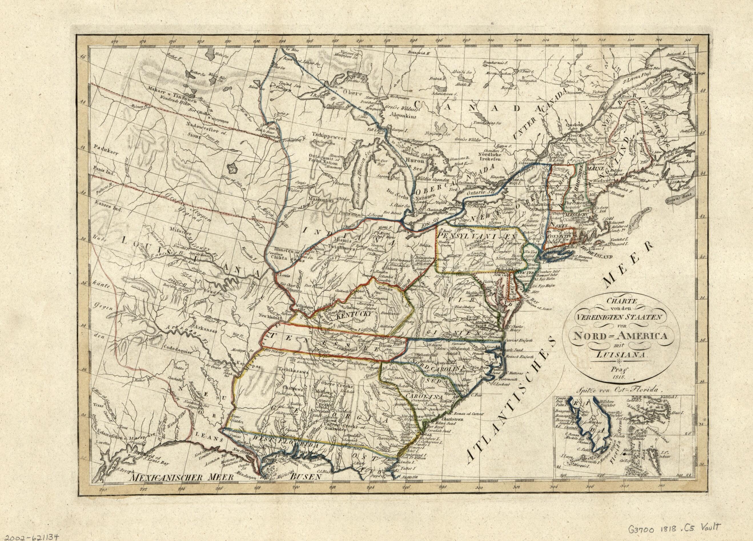 This old map of America Mit Luisiana from 1818 was created by in 1818