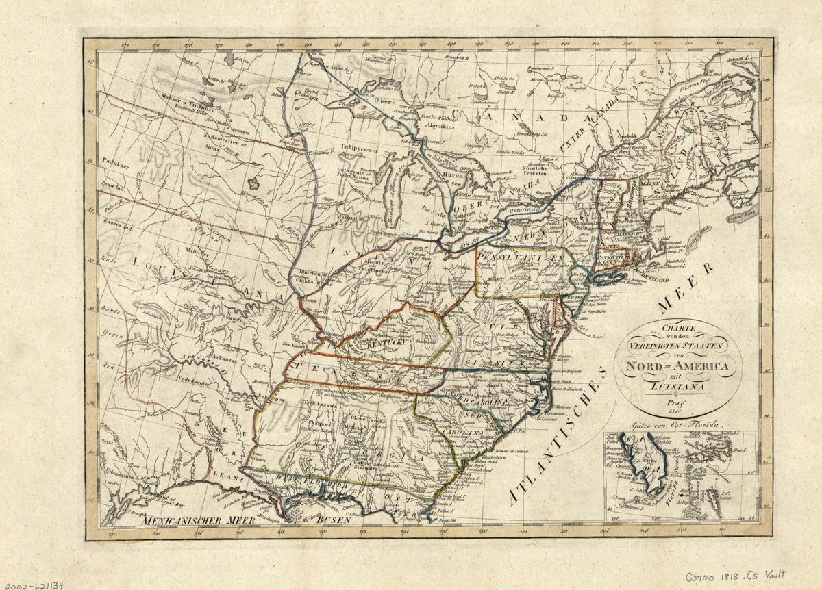 America Mit Luisiana 1818 by Relic Map Company