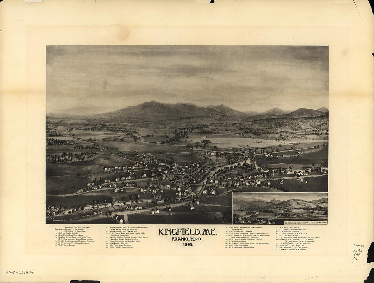 Kingfield, Maine, Franklin County, 1895 by Relic Map Company