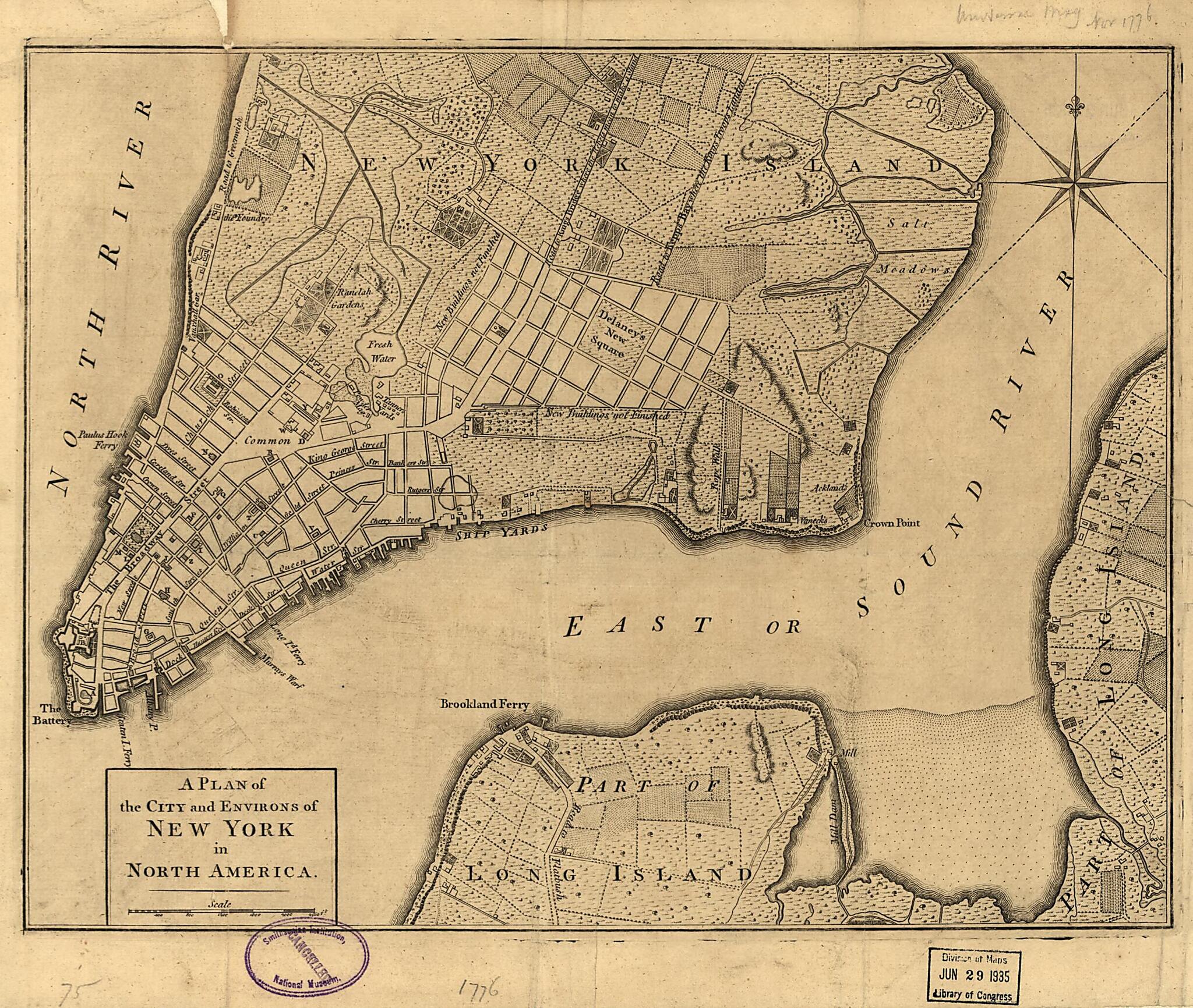 This old map of A Plan of the City and Environs of New York In North America from 1776 was created by in 1776