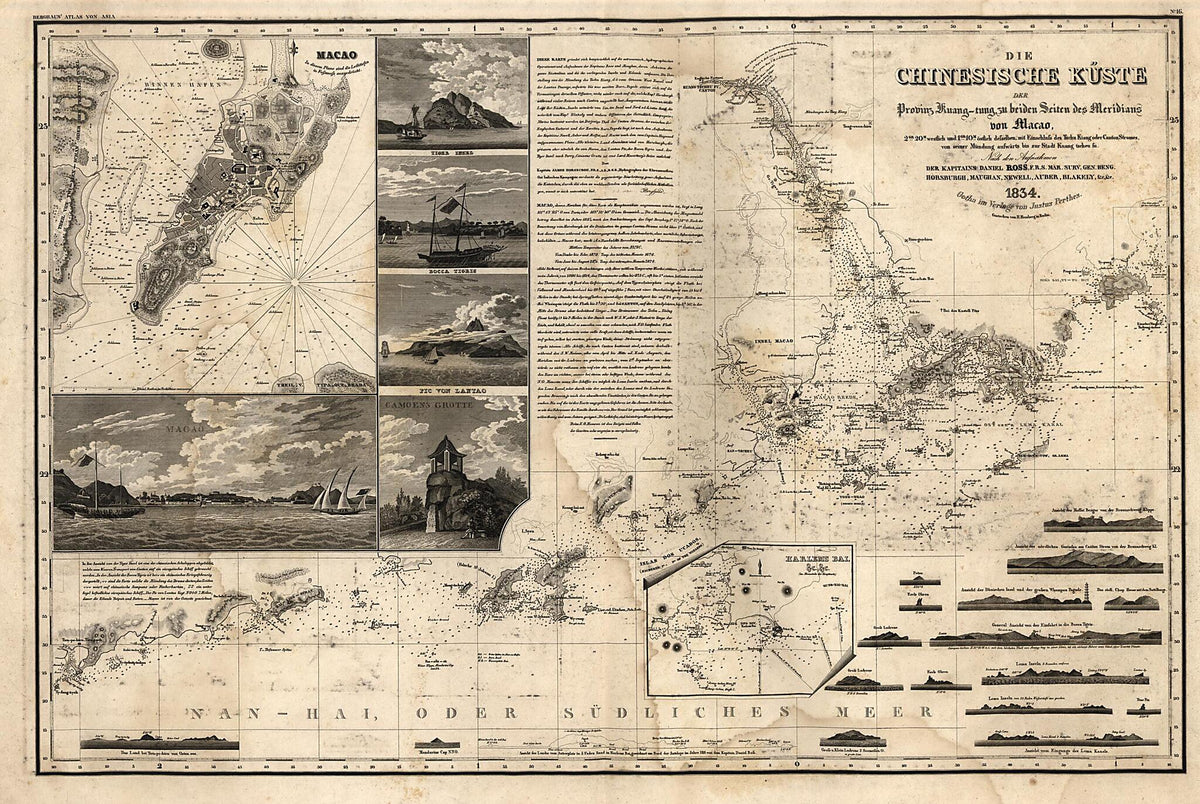 Tung, Zu Beiden Seiten Des Meridians Von Macao 1834 by Relic Map Company