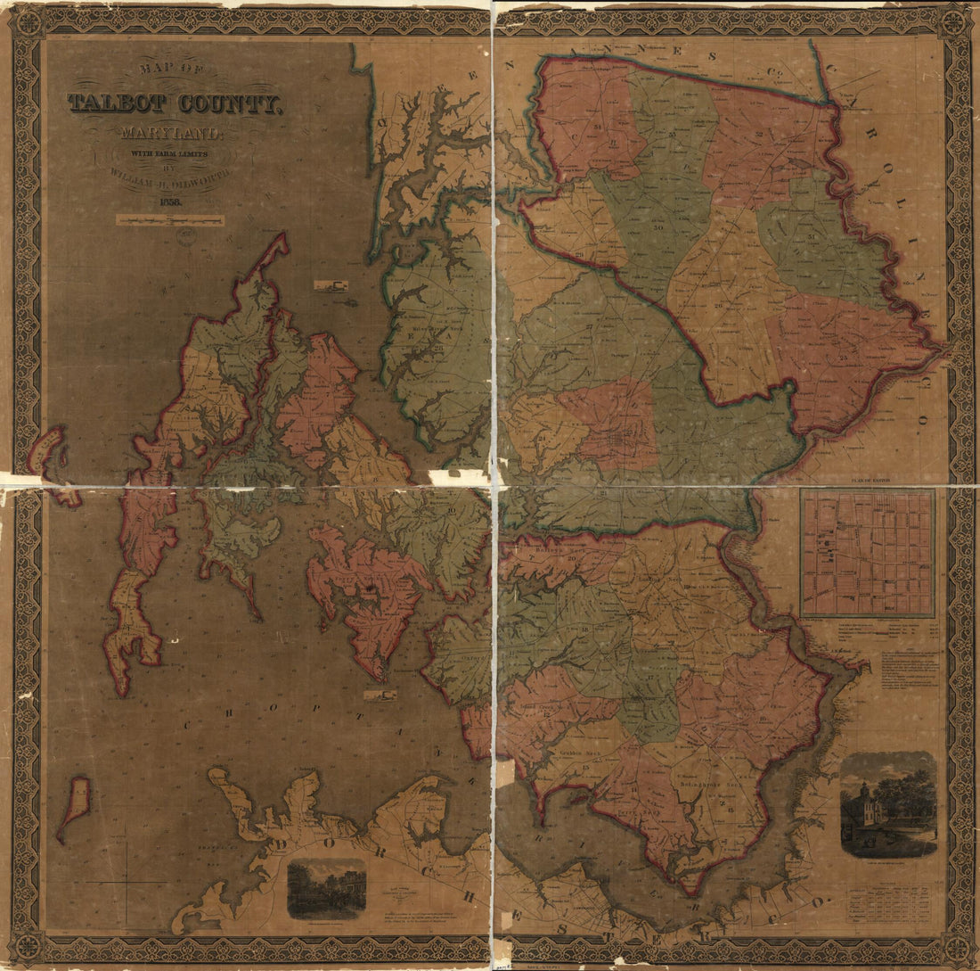 This old map of Map of Talbot County; With Farm Limits from 1858 was created by William H. Dilworth, Rae Smith in 1858