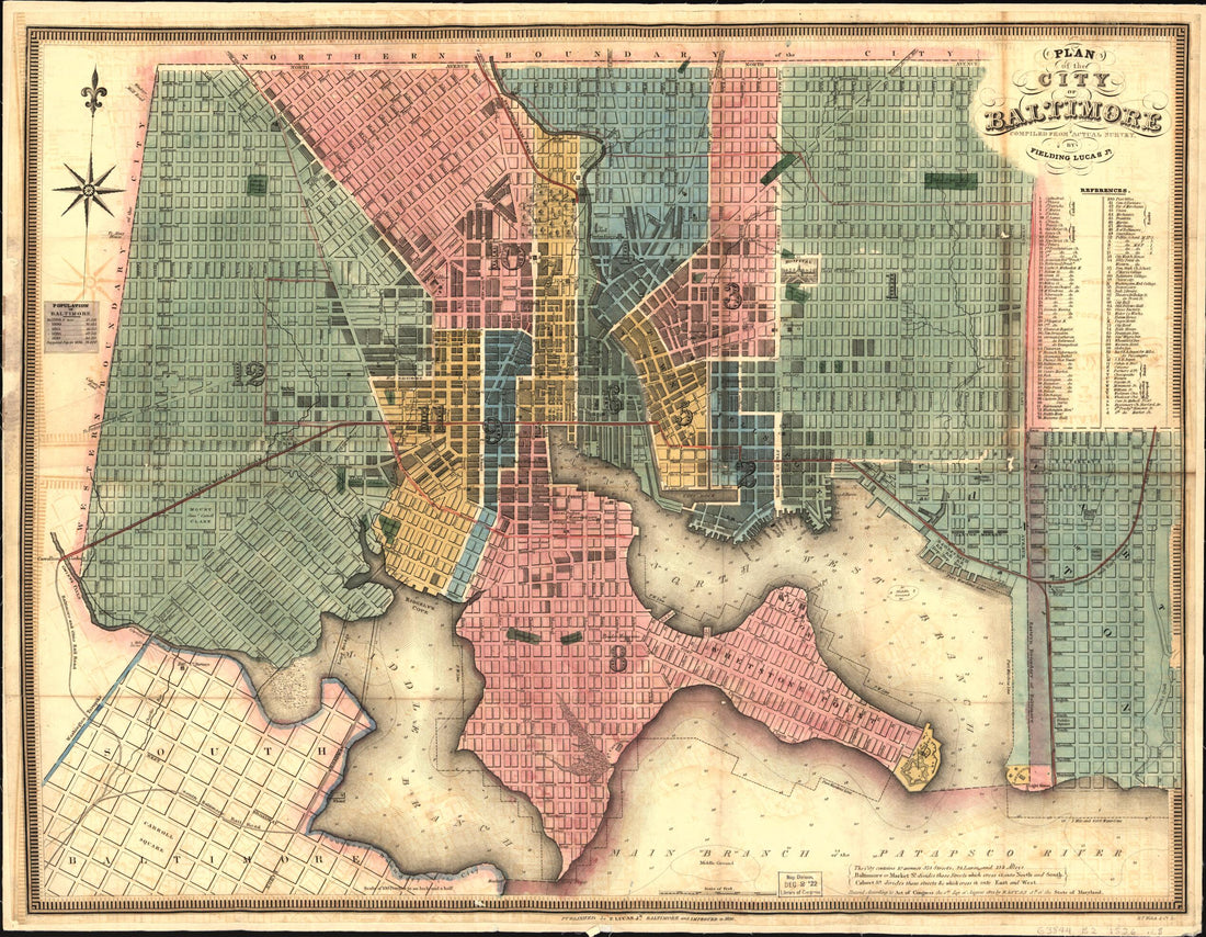 This old map of Plan of the City of Baltimore from 1836 was created by Fielding Lucas in 1836