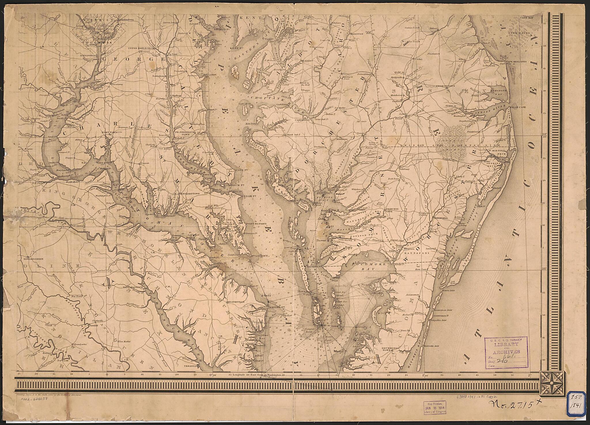 This old map of Map of the State of Maryland from 1841 was created by Fielding Lucas, John Warr in 1841