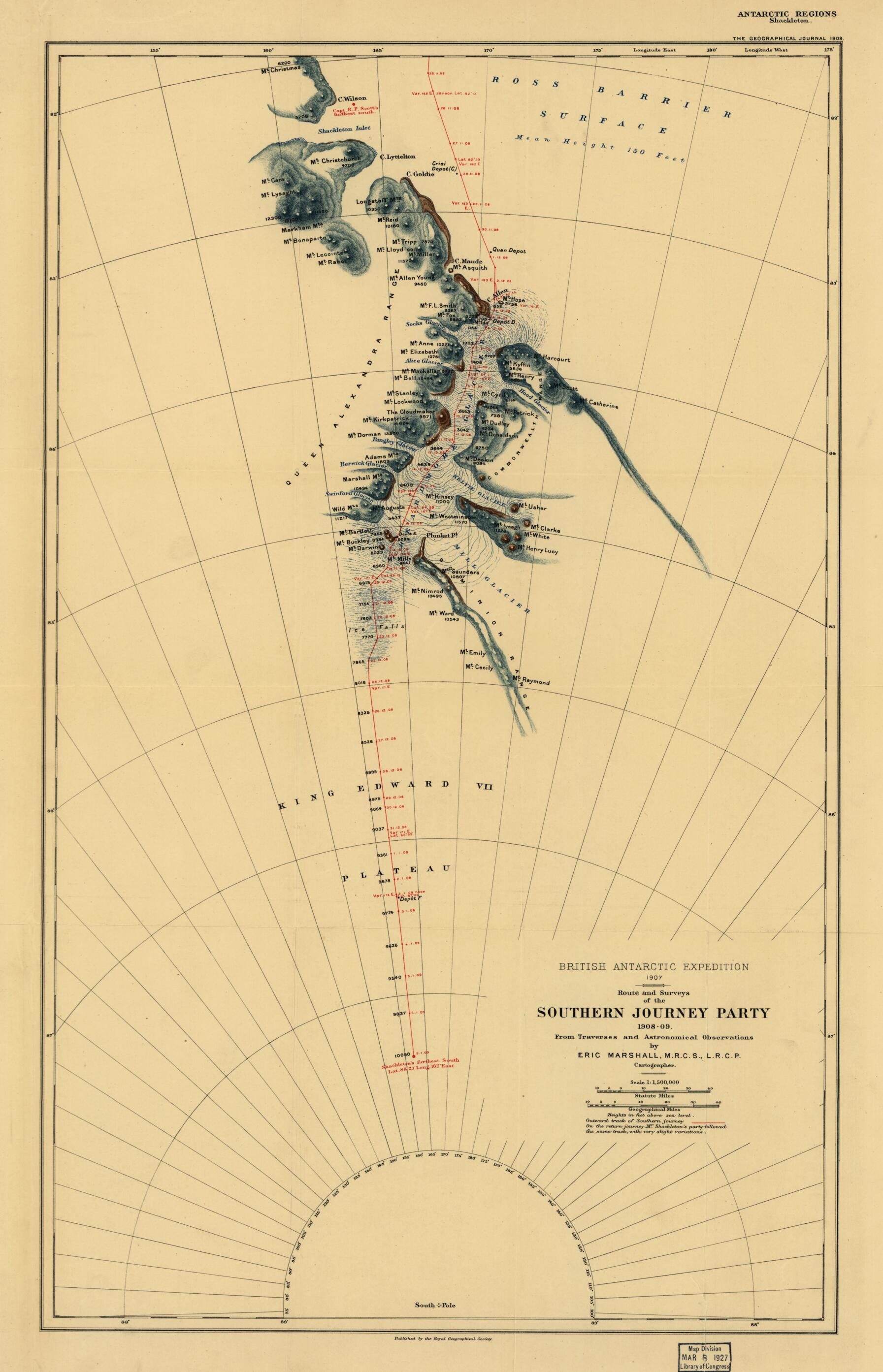This old map of 09 from 1909 was created by Eric (Eric Stewart) Marshall, Ernest Henry Shackleton in 1909
