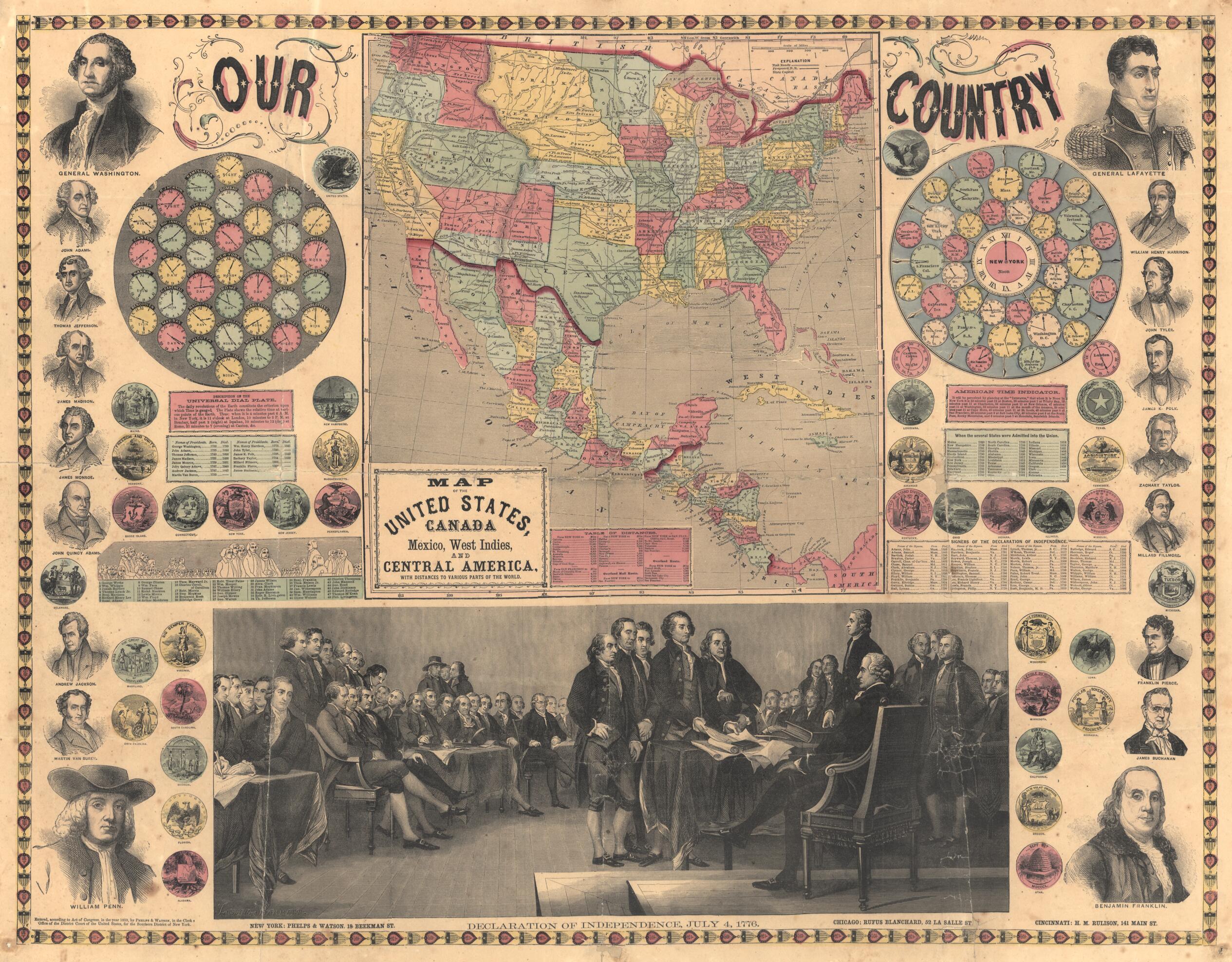 This old map of Map of the United States, Canada, Mexico, West Indies and Central America. (Our Country) from 1859 was created by Phelps & Watson in 1859