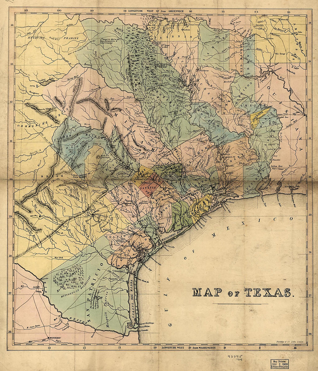 This old map of Map of Texas from 1840 was created by William Bollaert, Standidge & Co in 1840