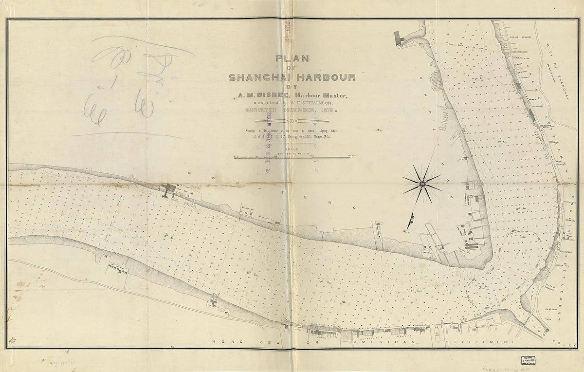 Plan of Shanghai Harbour in 1875 by Relic Map Company
