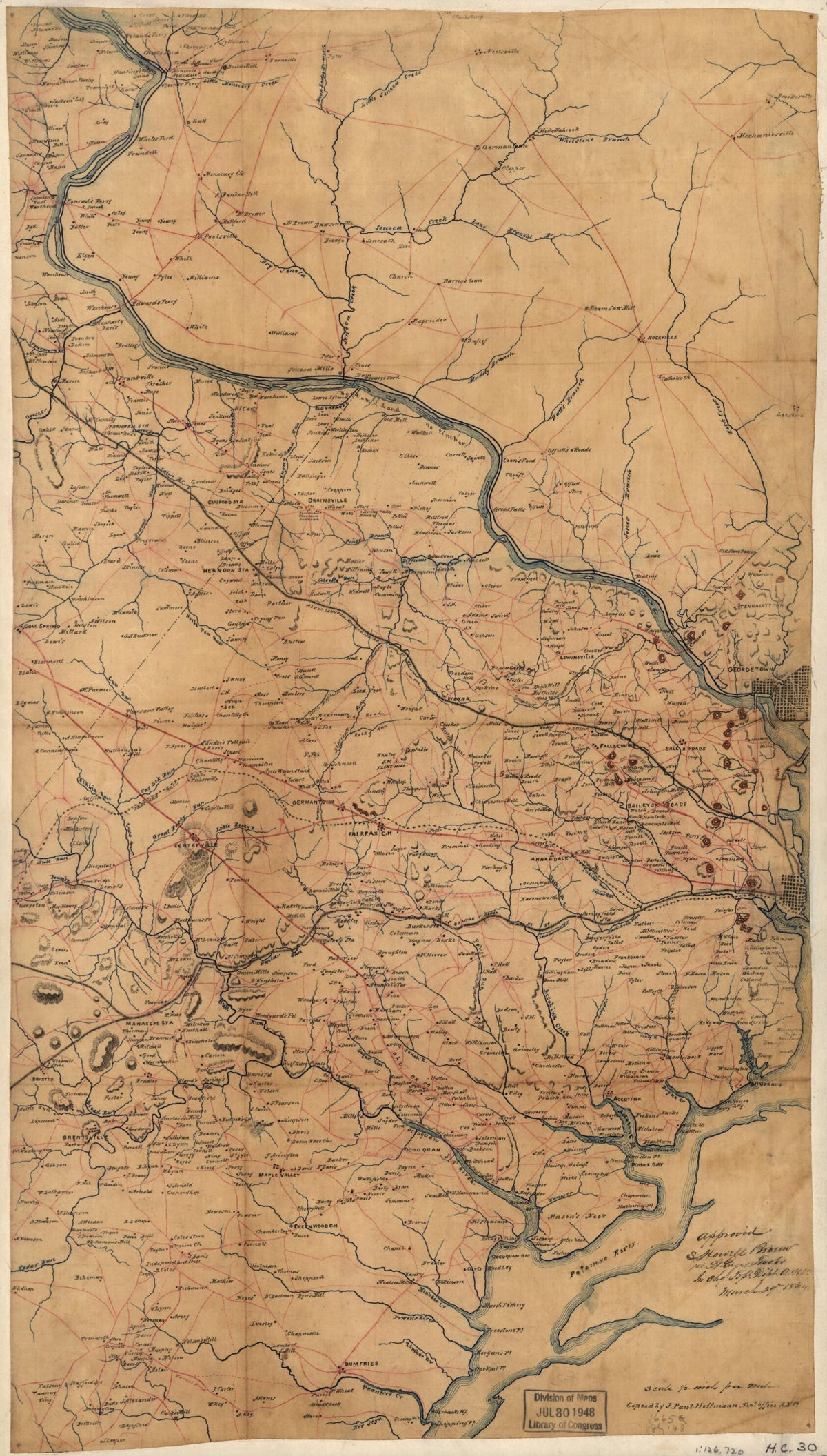 A Map of Fairfax County, and Parts of Loudoun and Prince William Counties, Va., and the District of Columbia 1864 by Relic Map Company