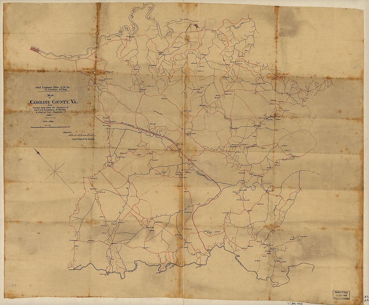 Map of Caroline County, Va 1862 by Relic Map Company