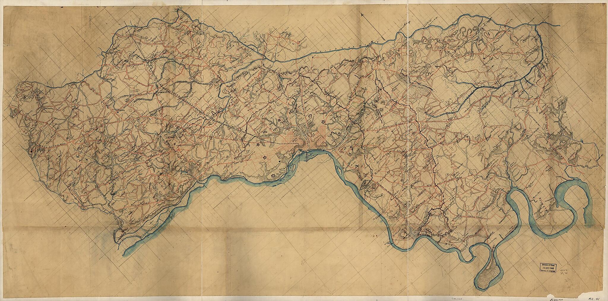 This old map of Map of Henrico County, Va. : Showing Fortifications Around Richmond, North and East of the James River from 1864 was created by in 1864