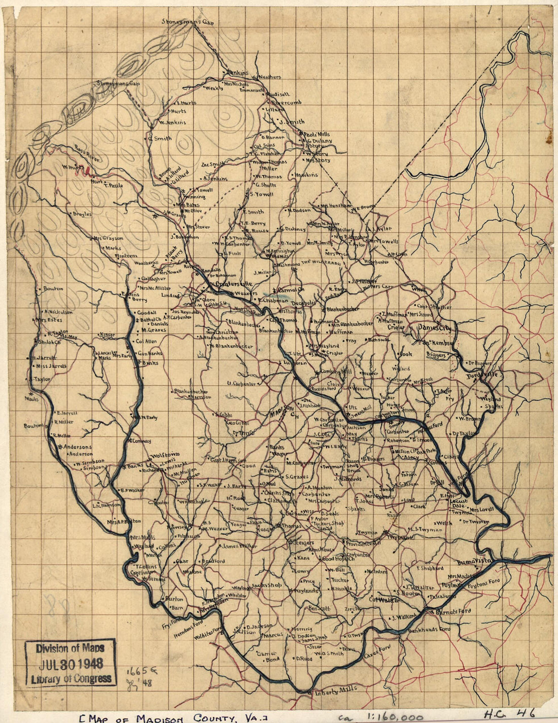 This old map of Map of Madison County, Va. from 1860 was created by in 1860
