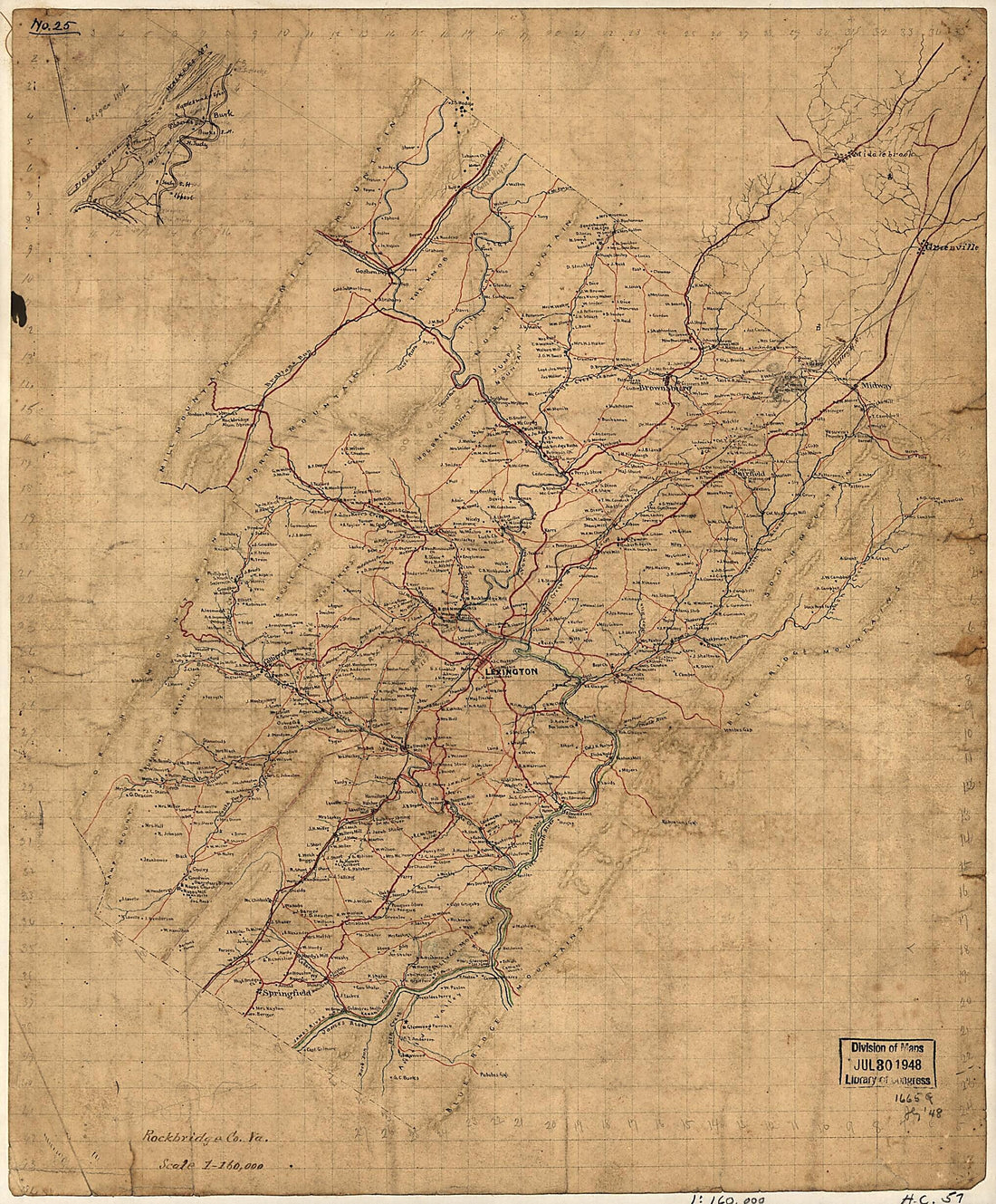 This old map of Rockbridge County, Va. (Rockbridge County, Virginia) from 1860 was created by in 1860