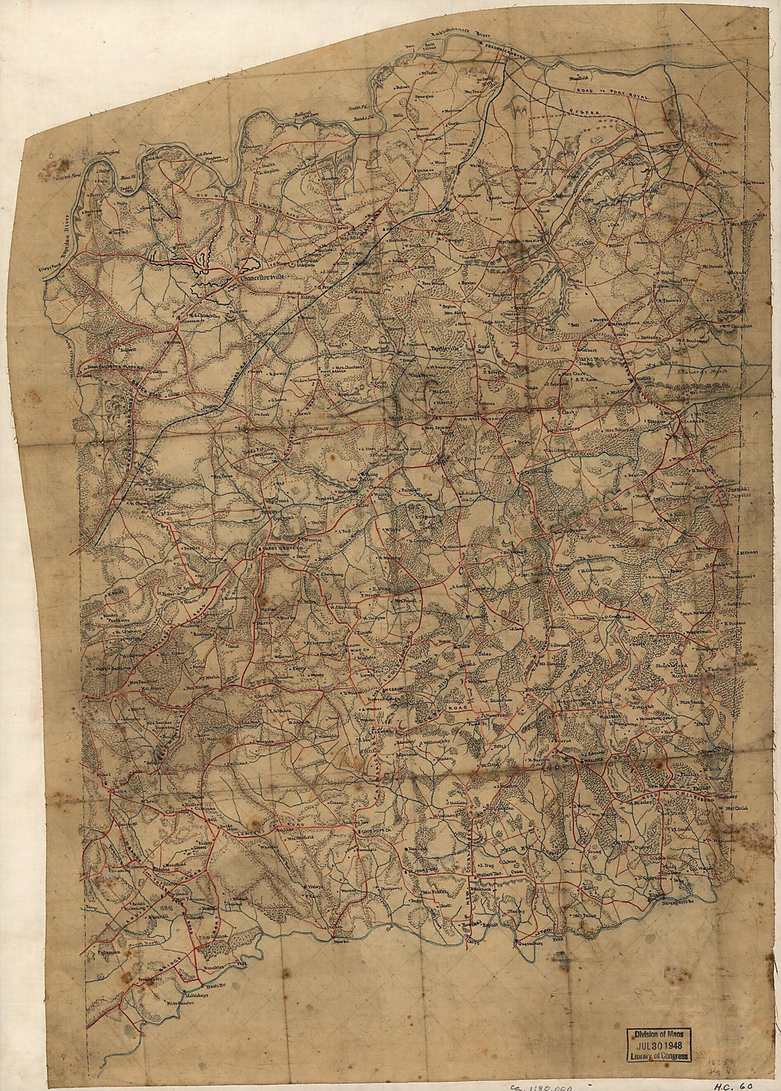 This old map of Map of Spotsylvania County, Va. from 1860 was created by in 1860