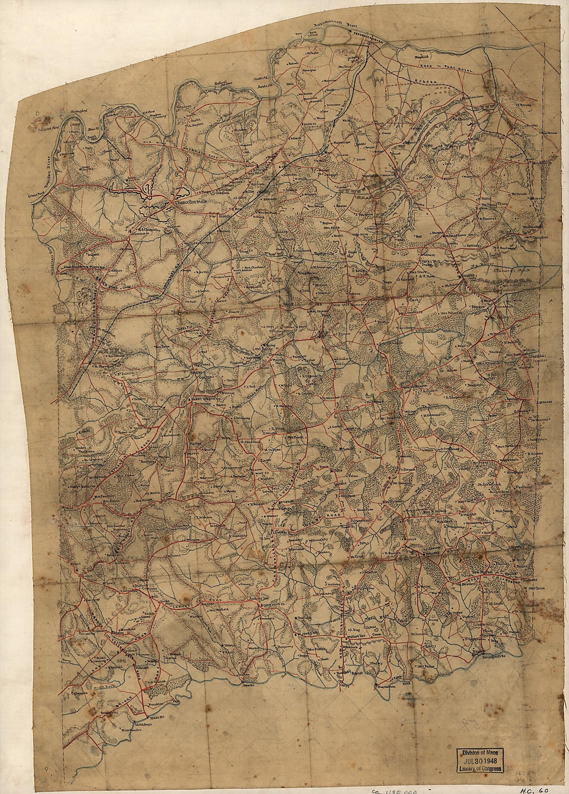 This old map of Map of Spotsylvania County, Va. from 1860 was created by in 1860