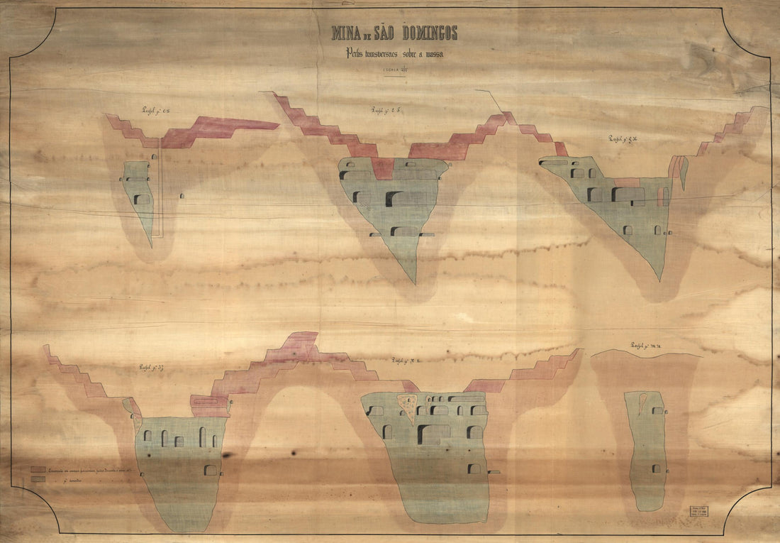 This old map of Mining Maps of Minas De São Domingos, Portugal from 1874 was created by in 1874