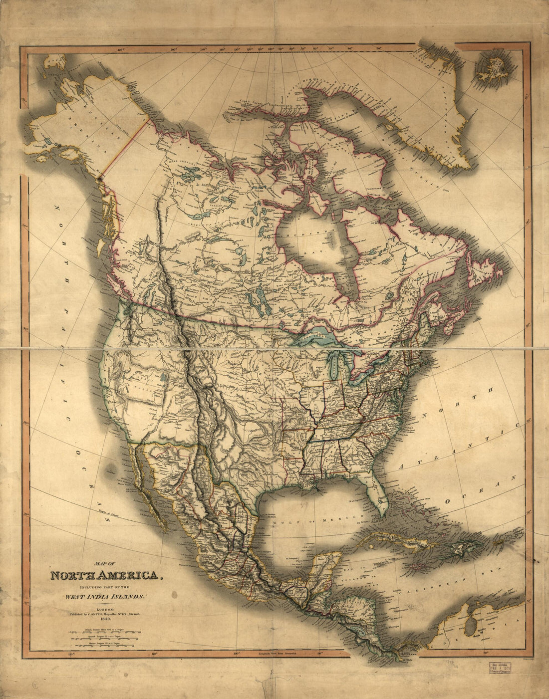 This old map of Map of North America from 1849 was created by Charles Smith in 1849