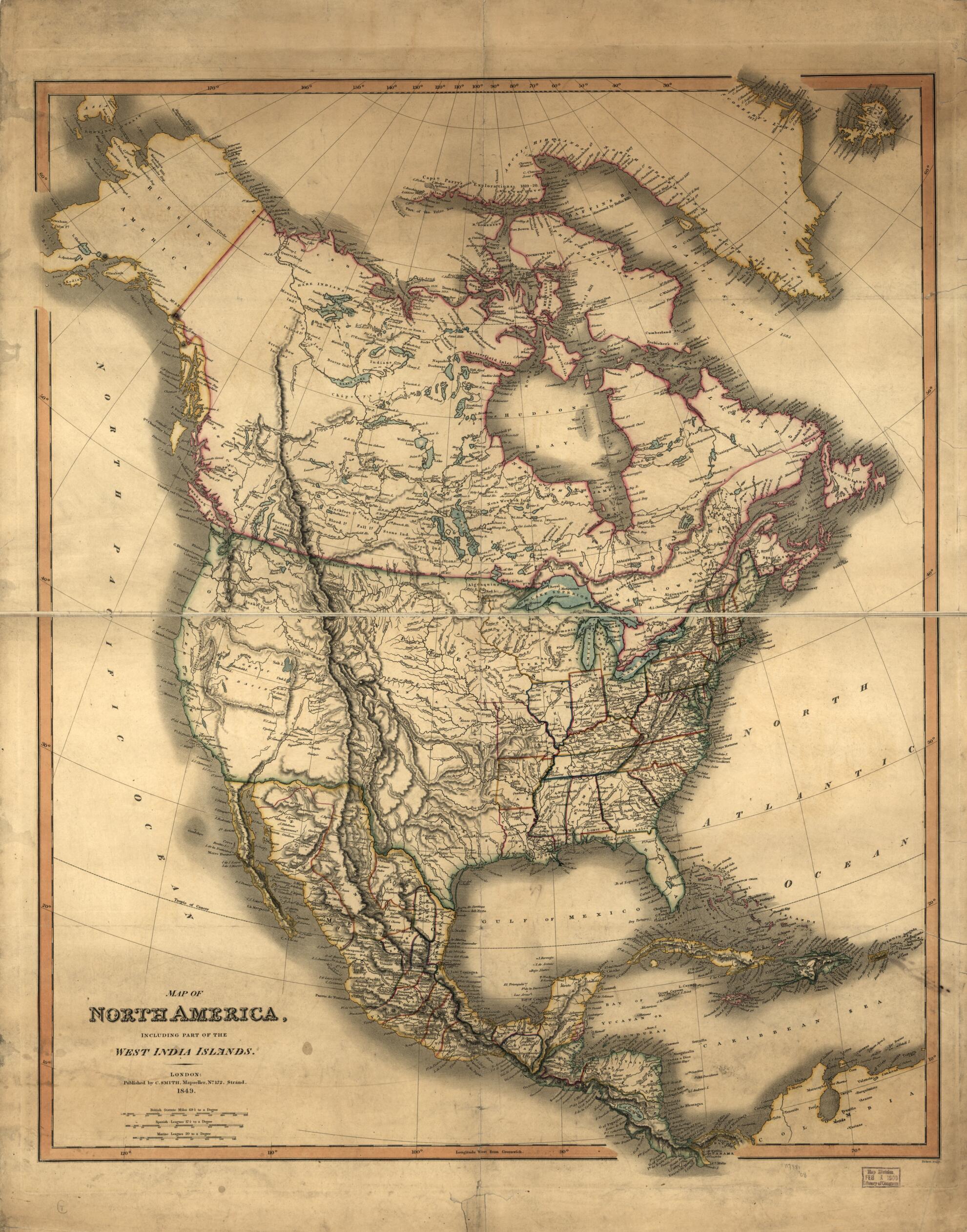 This old map of Map of North America from 1849 was created by Charles Smith in 1849