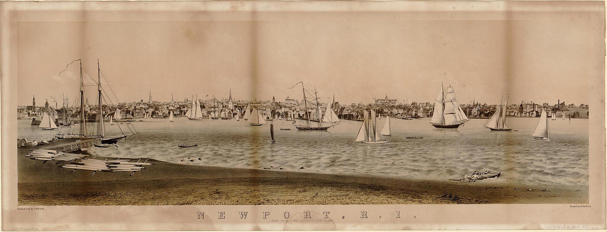Newport, Rhode Island. : View from Fort Wolcott, Goat Island (Newport, Rhode Island) 1860 by Relic Map Company