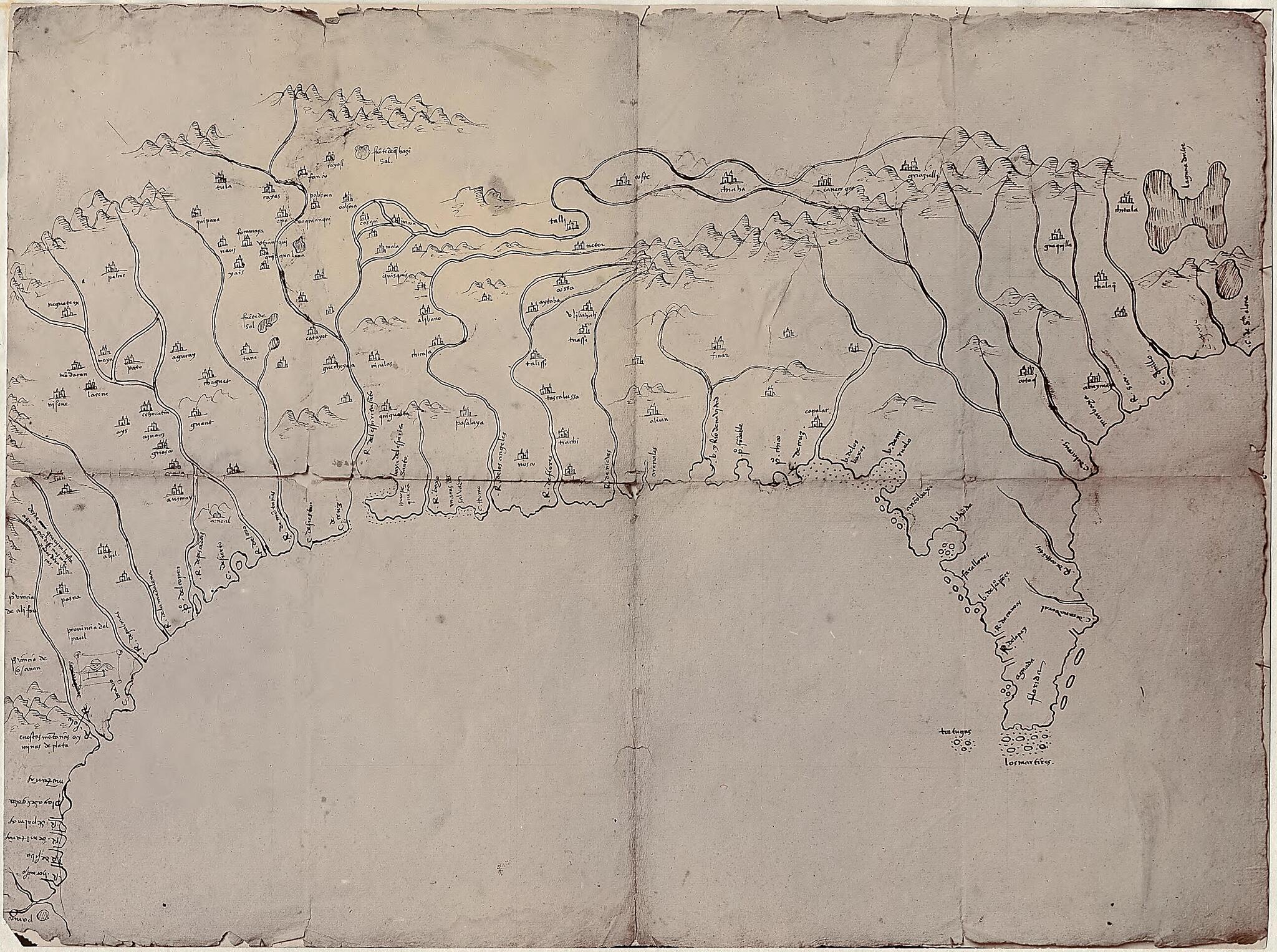 This old map of Mapa Del Golfo Y Costa De La Nueva España : Desde El Río De Panuco Hasta El Cabo De Santa Elena.. from 1572 was created by Archivo General De Indias, Alonso De Santa Cruz in 1572