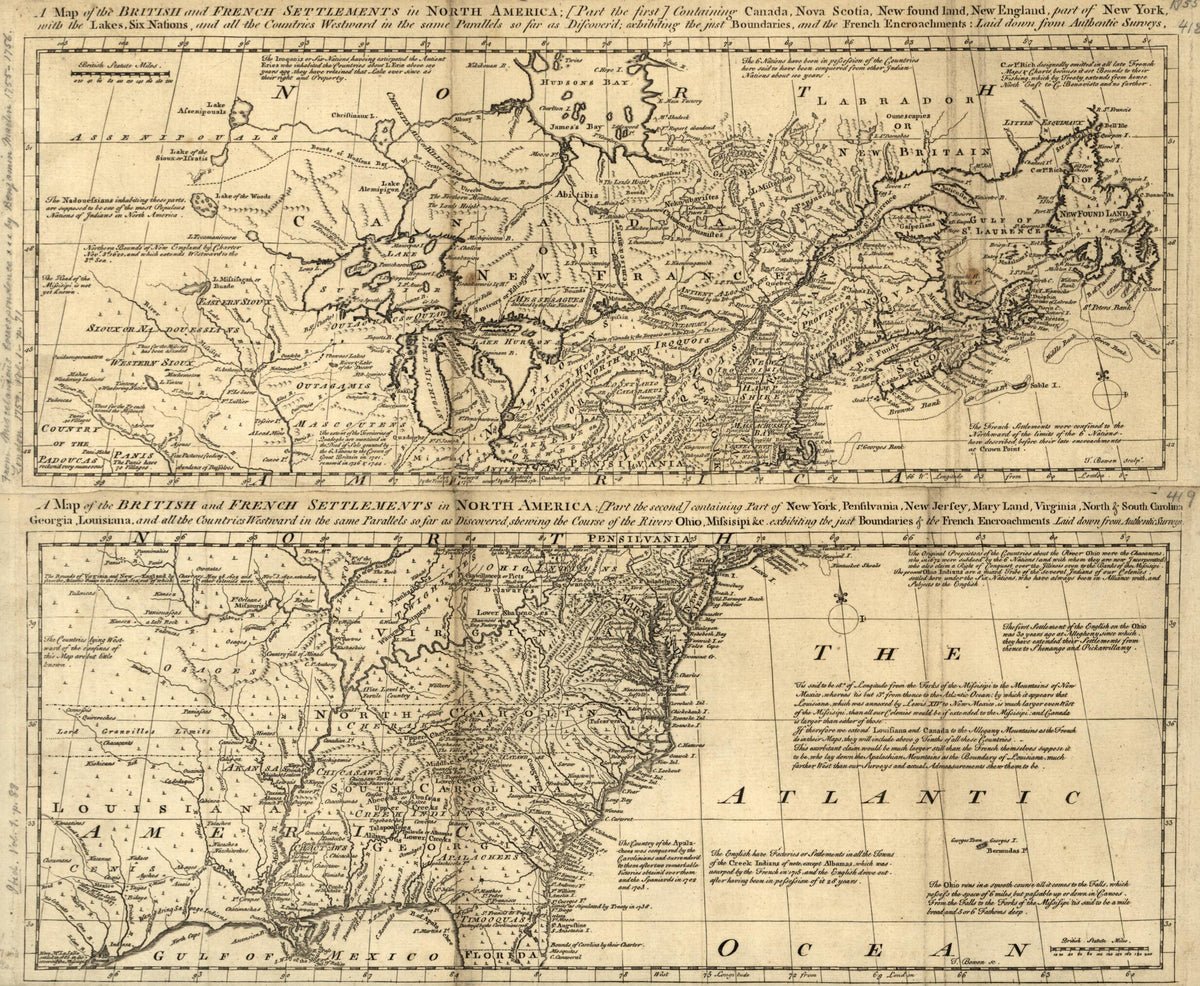 A Map of the British and French Settlements In North America 1755 by Relic Map Company
