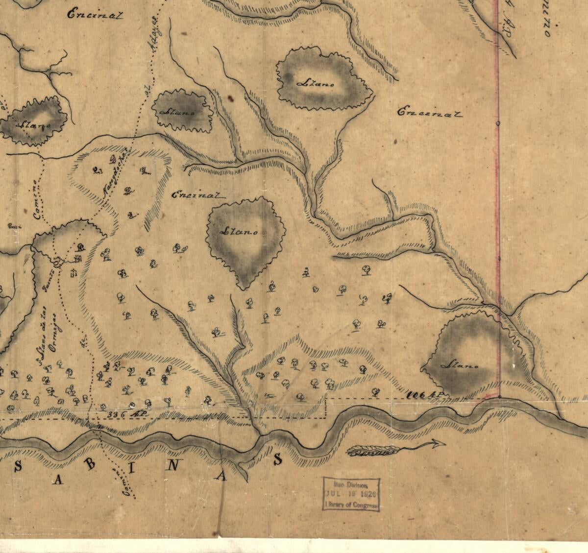 This old map of Map of Las Ormigas Grant, Sabine and DeSoto Parishes, Louisiana from 1800 was created by  in 1800