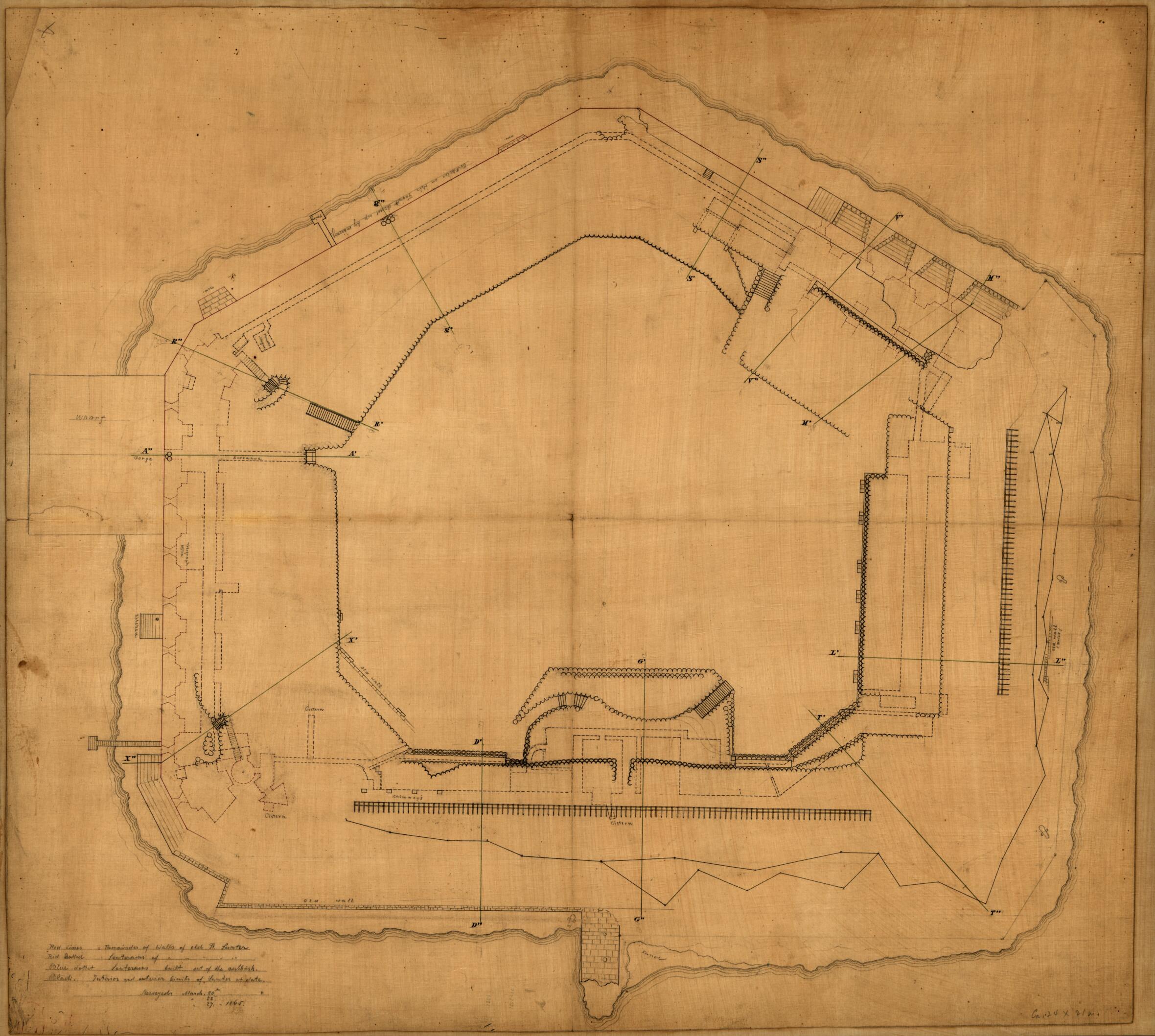 This old map of Plan of Fort Sumter, South Carolina : Surveyed, March 20th, 22, 27, from 1865 was created by in 1865