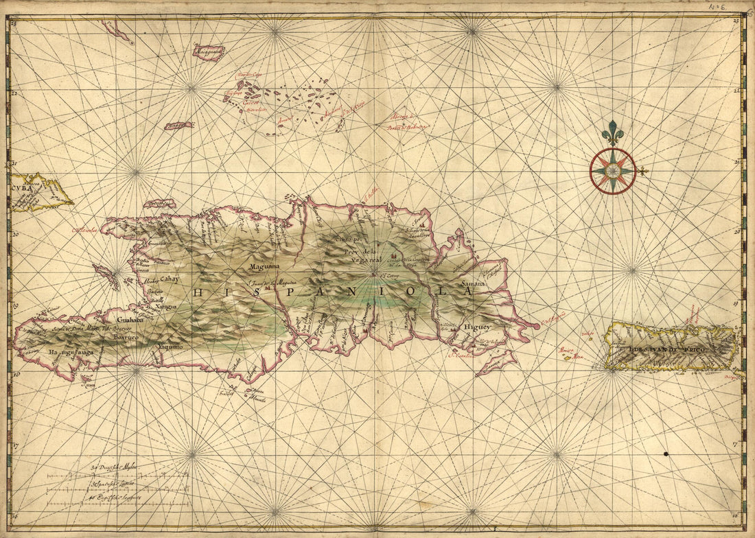 This old map of Map of the Islands of Hispaniola and Puerto Rico. (Hispaniola and Puerto Rico) from 1639 was created by Joan Vinckeboons in 1639