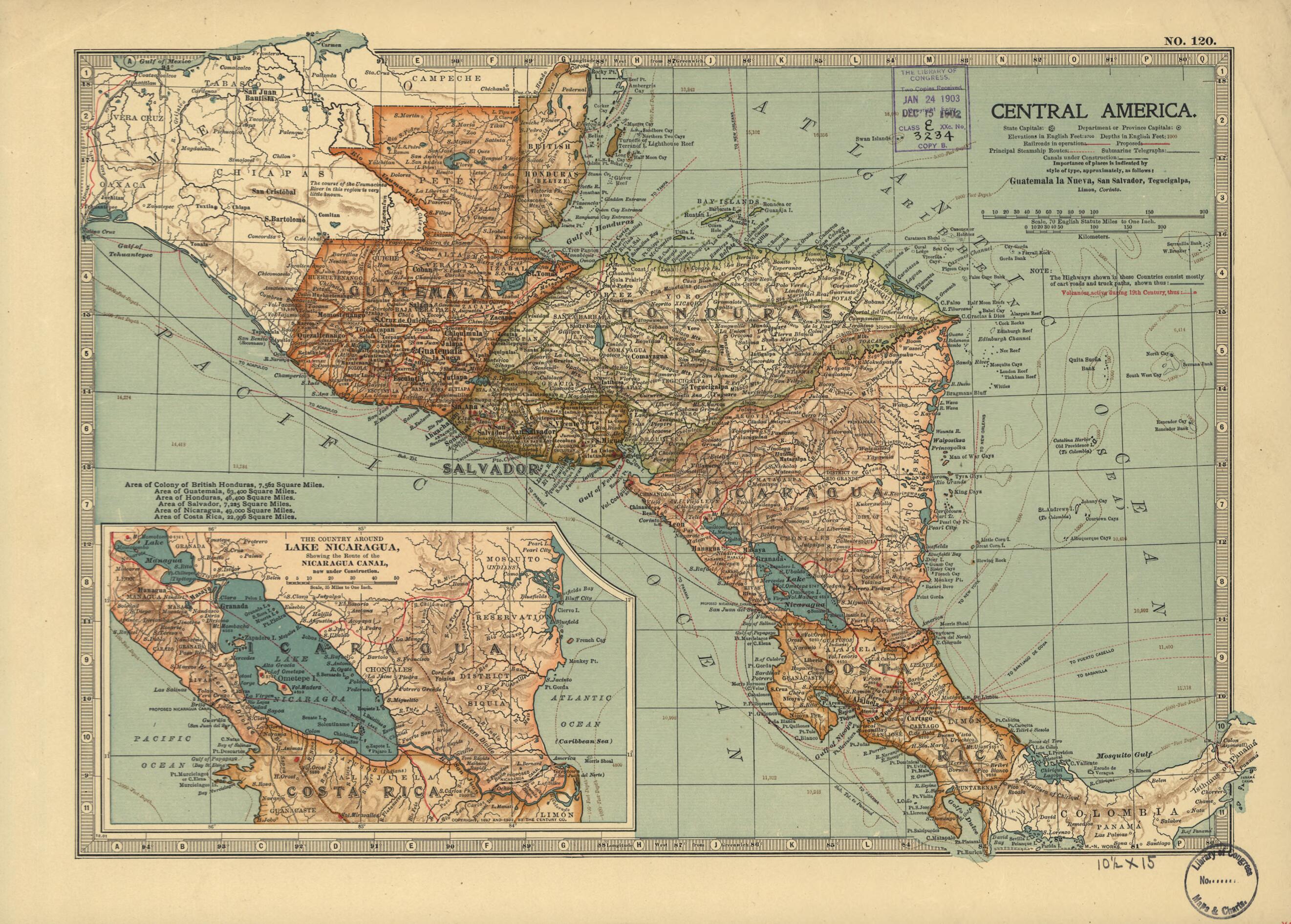 This old map of Central America from 1902 was created by in 1902