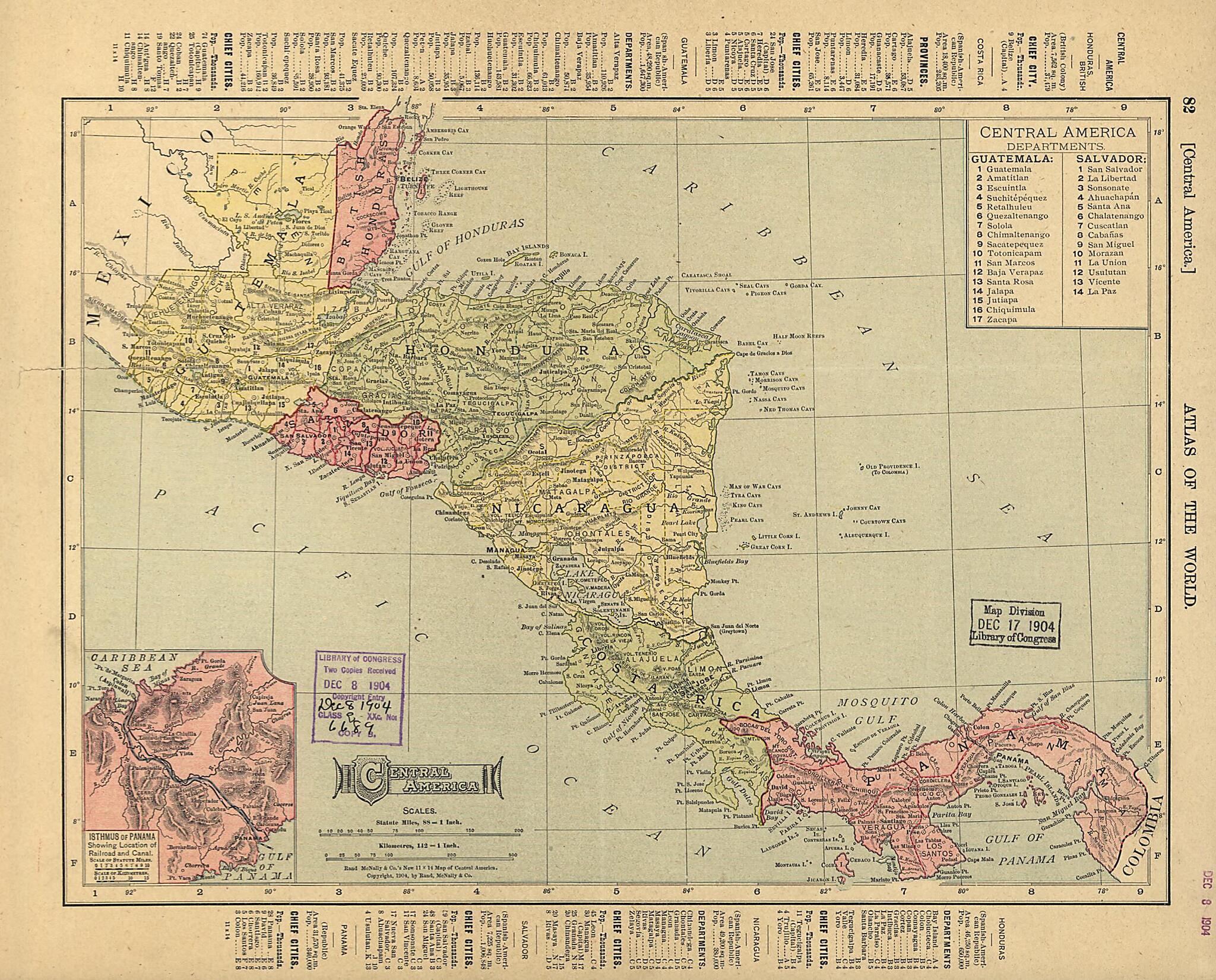 Central America 1904 by Relic Map Company