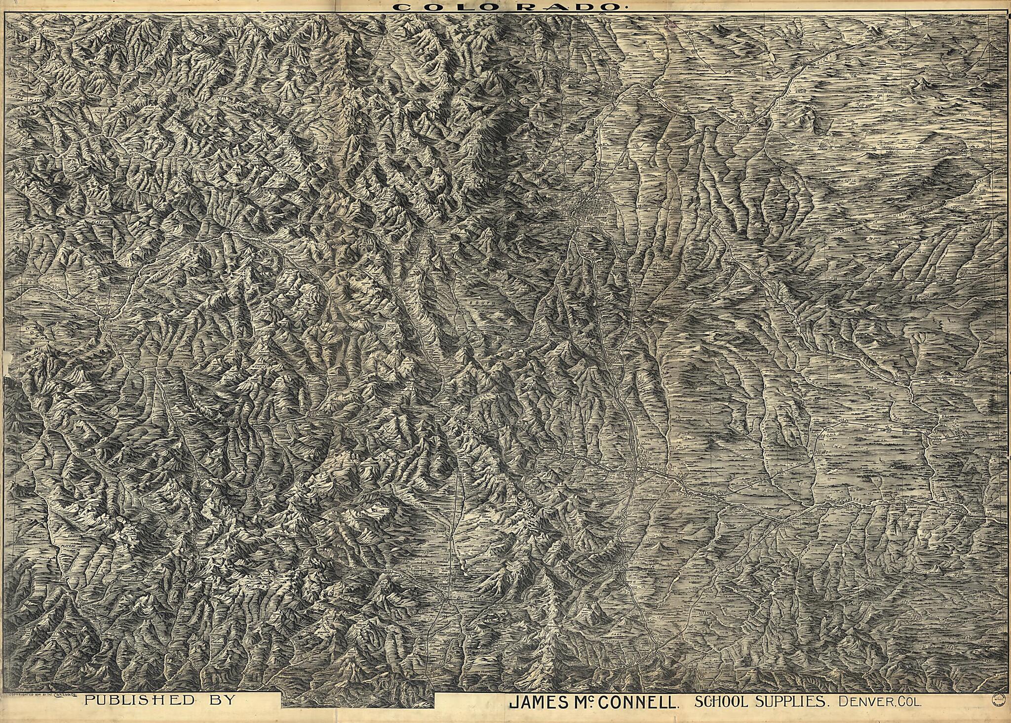 This old map of Colorado from 1894 was created by Caxton Company, James McConnell, F. (Frank) Pezolt in 1894