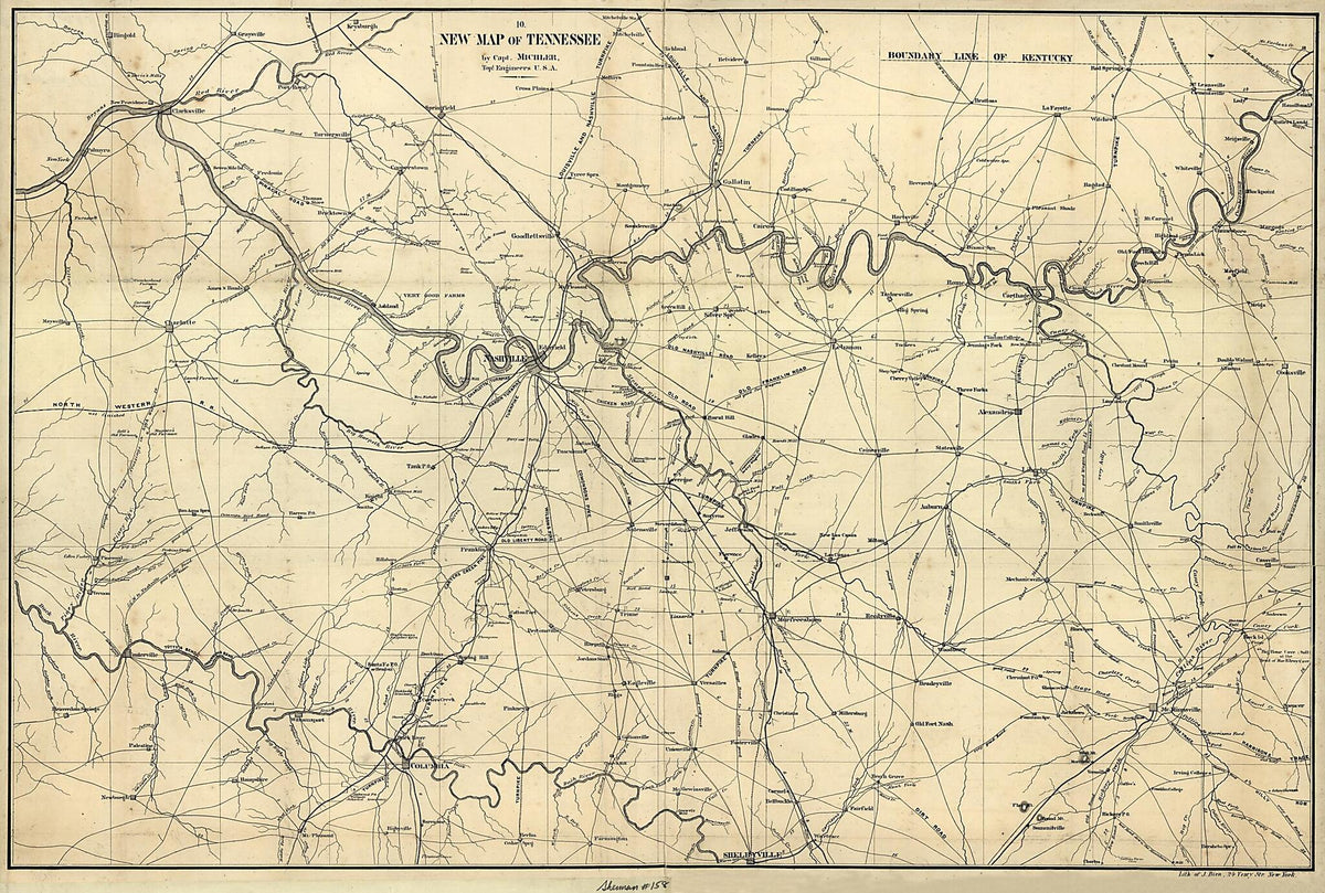 A New Map of Tennessee 1860 by Relic Map Company