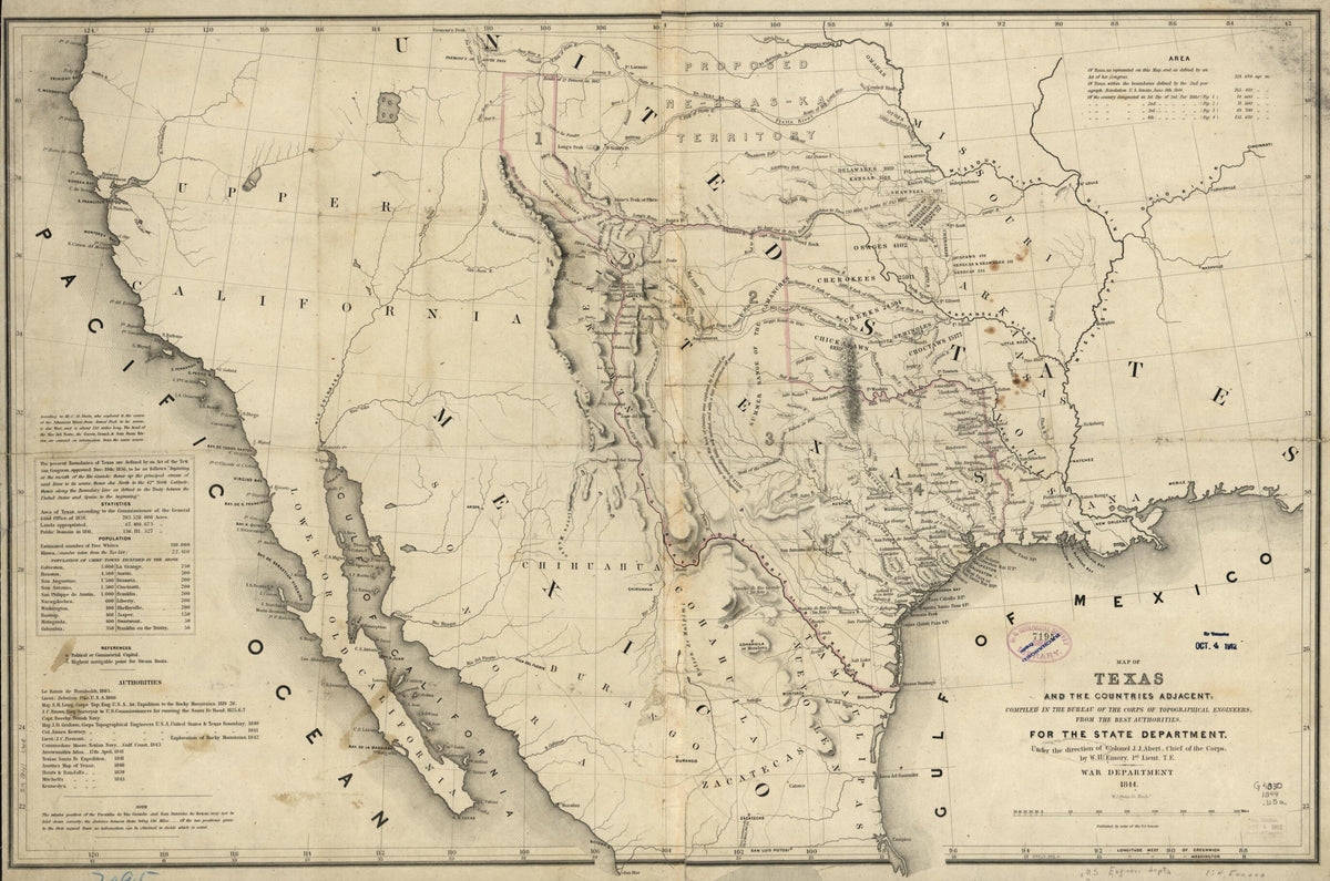 Map of Texas and the Countries Adjacent 1844 by Relic Map Company