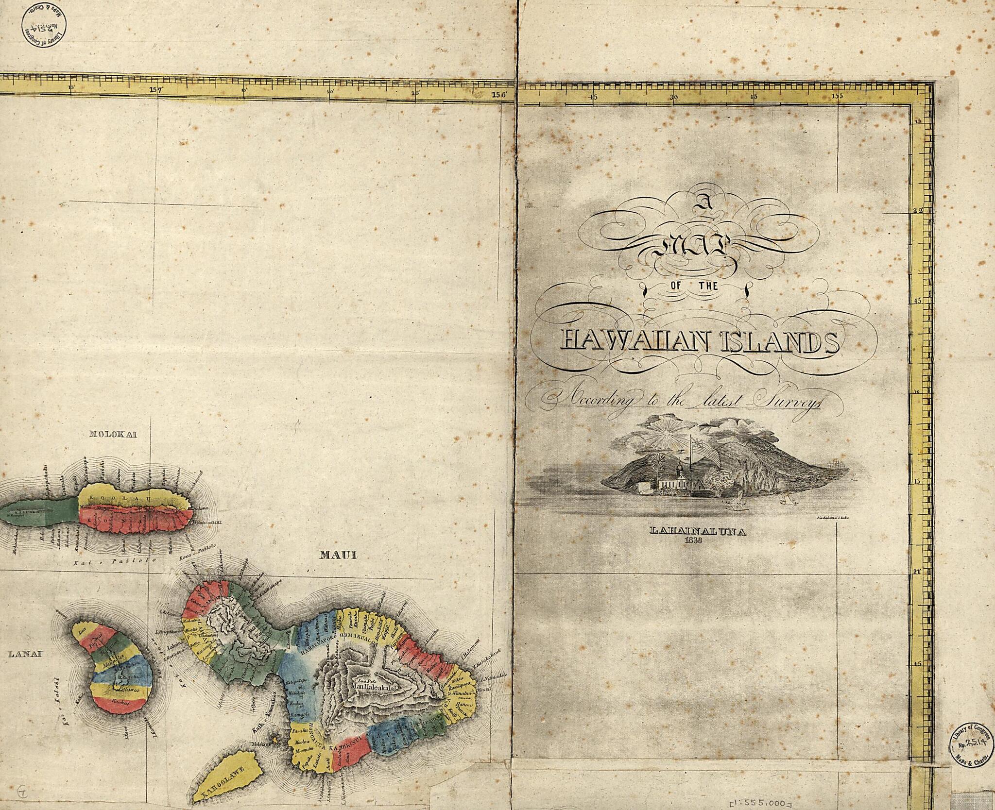 This old map of A Map of the Hawaiian Islands from 1838 was created by in 1838