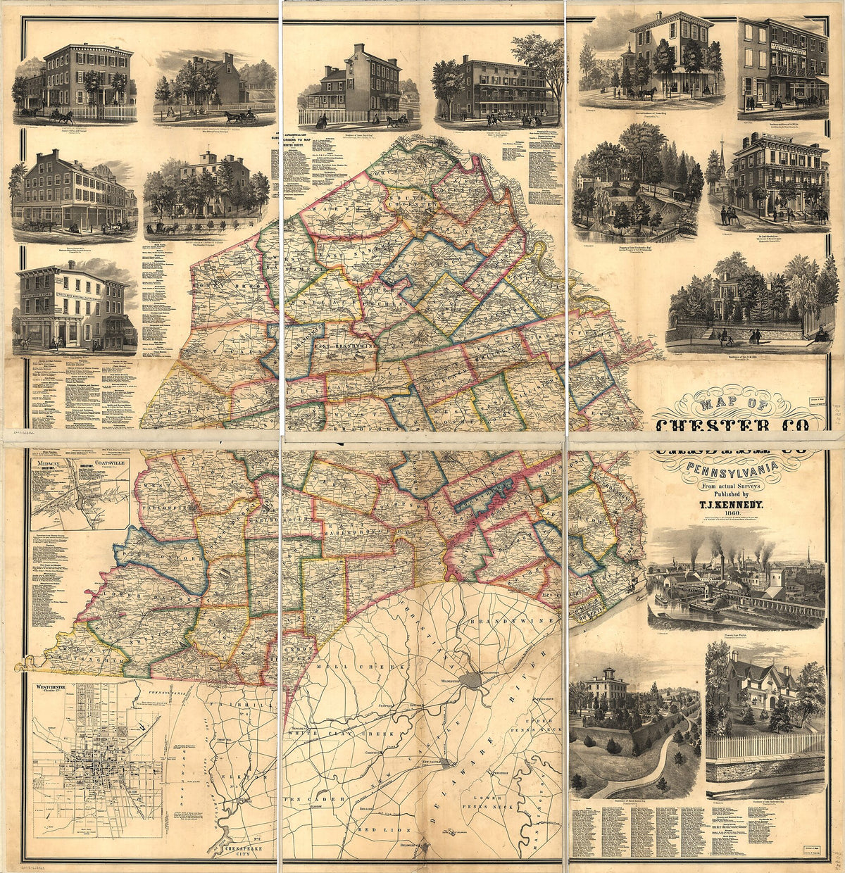Map of Chester County, Pennsylvania 1860 by Relic Map Company