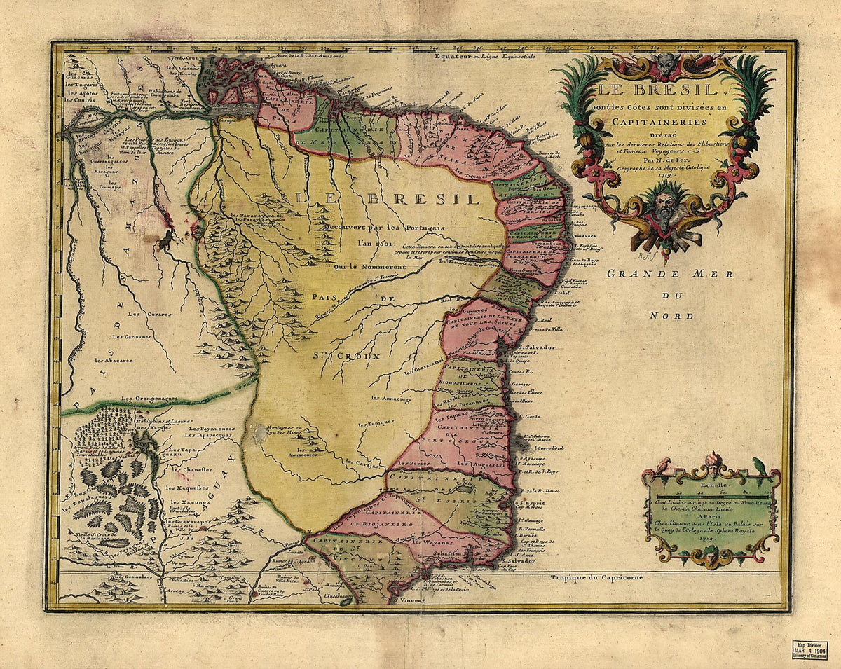 Le Bresil 1719 by Relic Map Company