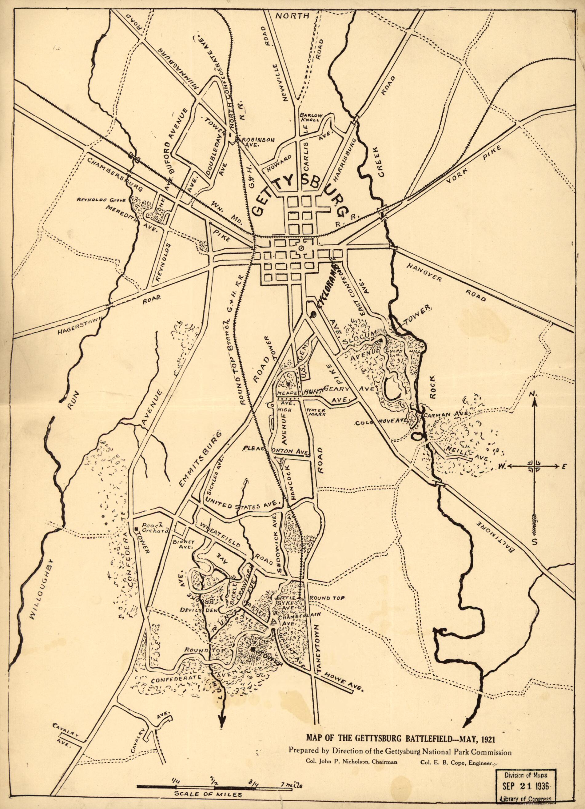 This old map of Map of the Gettysburg Battlefield from 1921 was created by Gettysburg National Military Park Commission in 1921