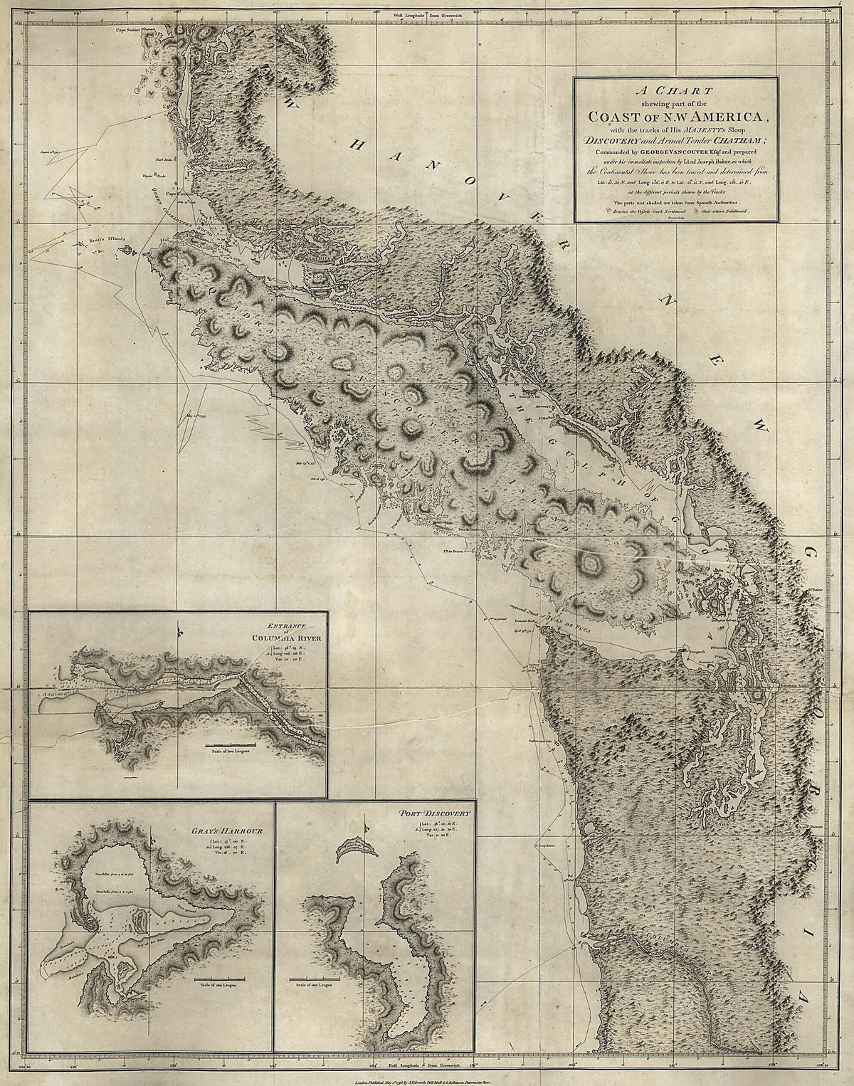A Chart Shewing Part of the Coast of N.W. America : With the Tracks of His Majesty&