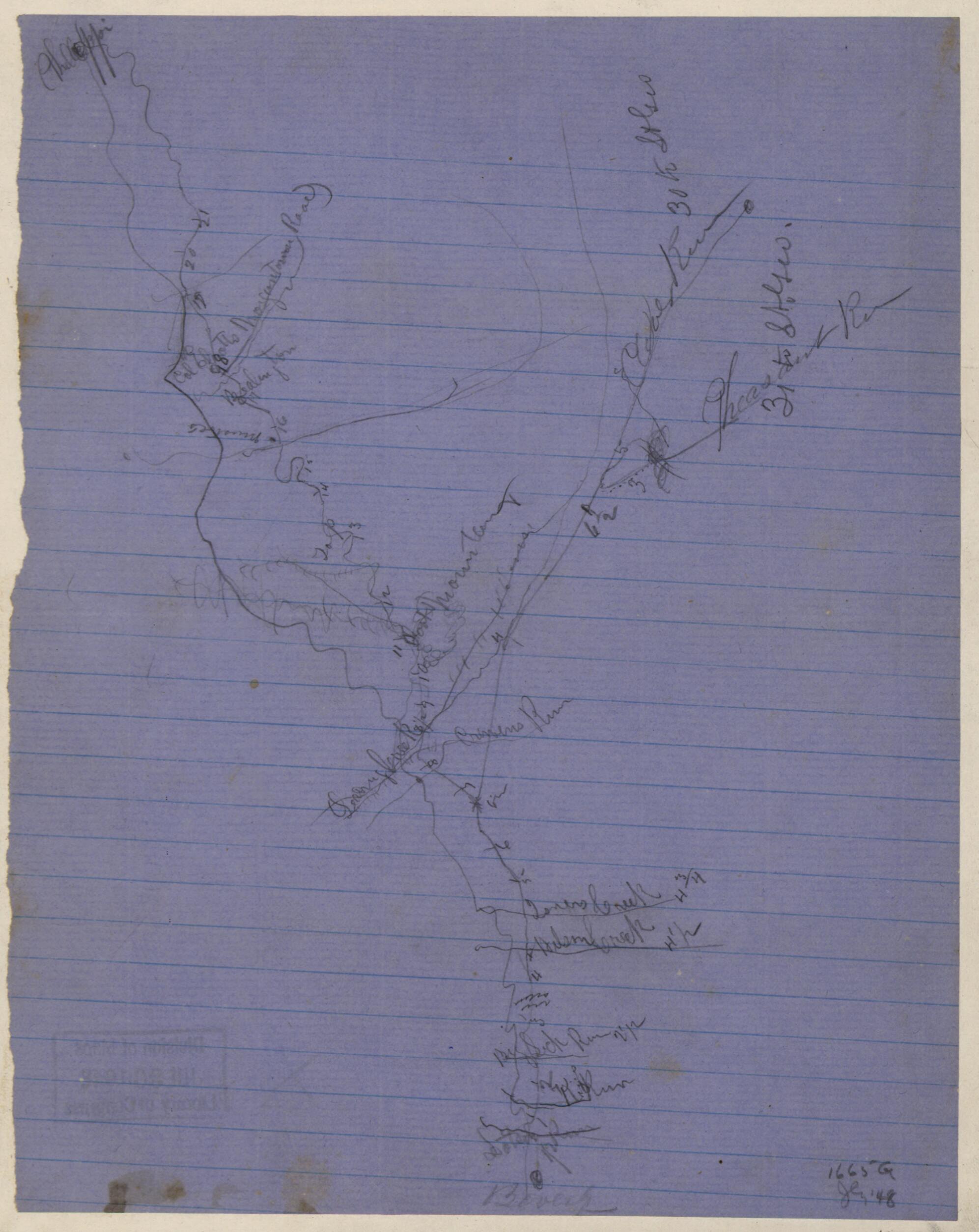 Rough Sketch of the Roads Between Beverly, W. Va., Leadsville, Bealington, and Philippi, and Bealington and Meadowville, In the Rich Mountain Area 1861 by Relic Map Company