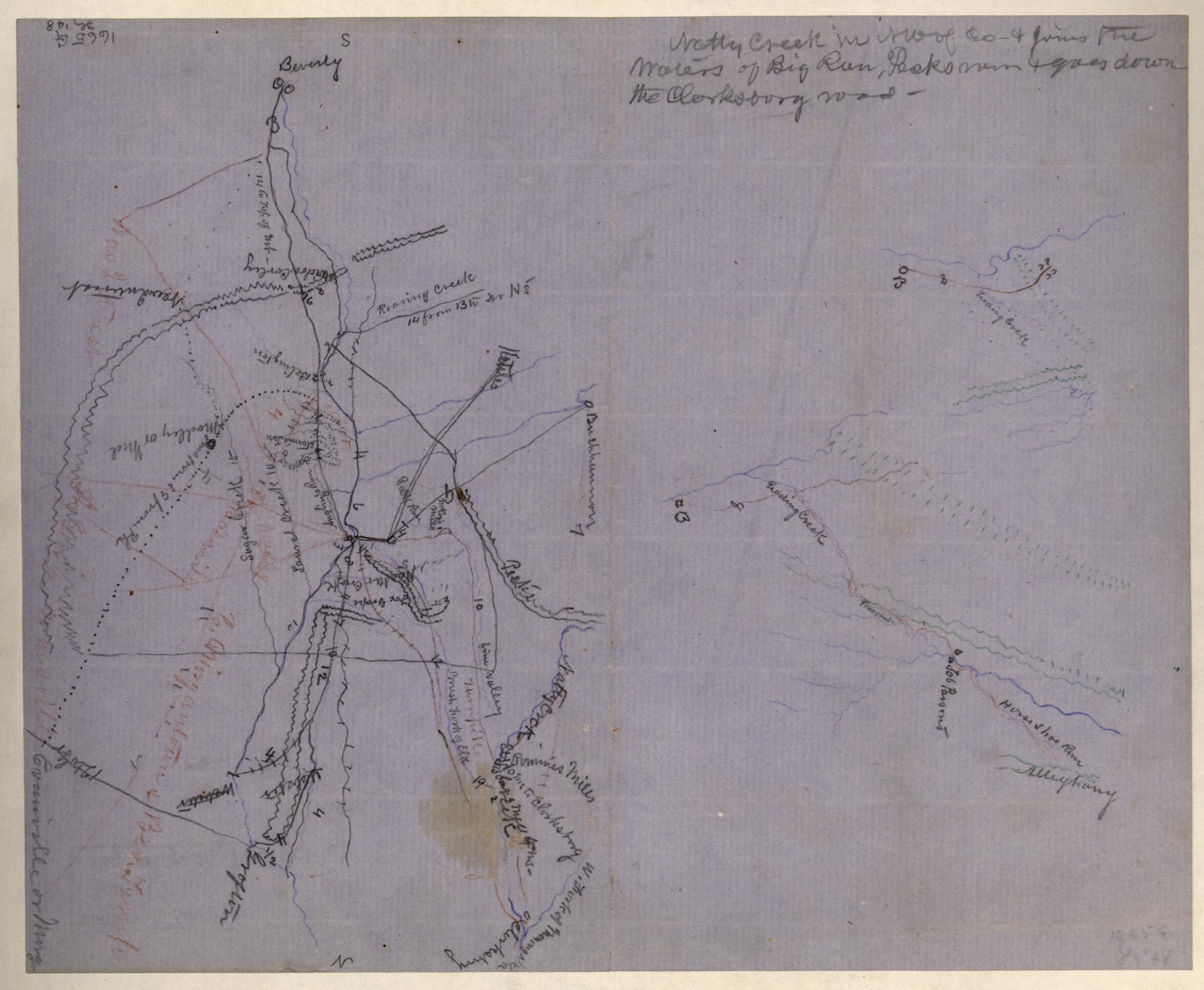 This old map of Rough Sketch of the Rich Mountain Battle Area, Extending from Beverly, W. Va. to Clarksburg from 1861 was created by in 1861