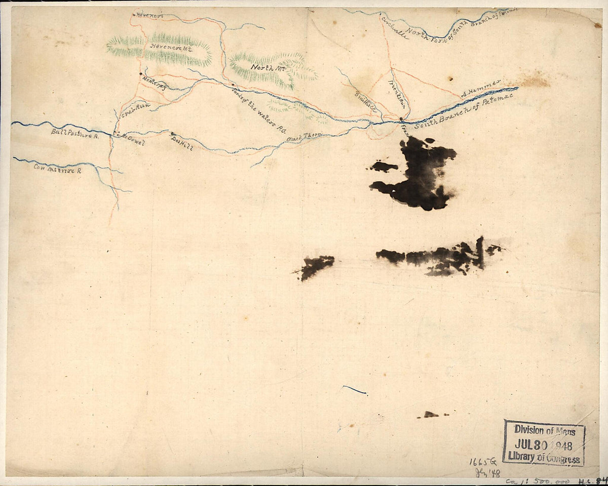 Sketch of Roads and Streams In Highland County, Va., and Pendleton County, W. Va. 1861 by Relic Map Company