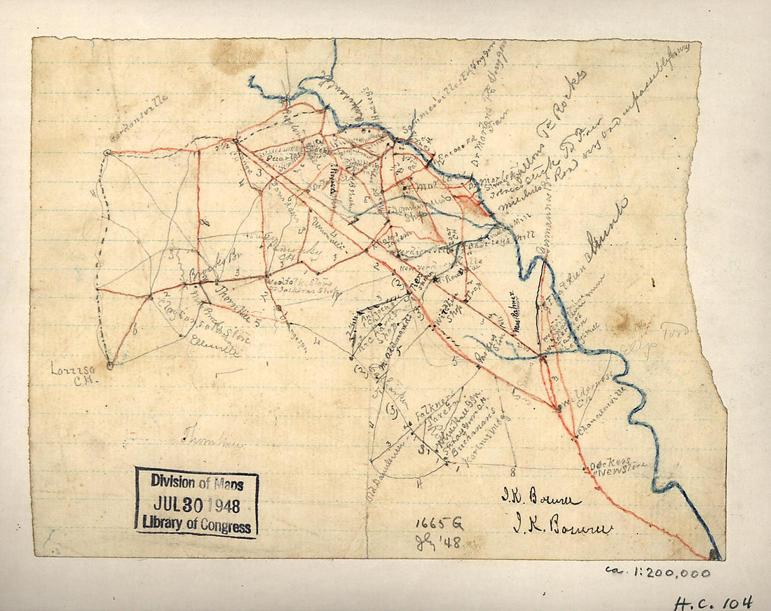 This old map of Map of Parts of Orange, Louisa, and Spotsylvania Counties, Va. from 1860 was created by J. K. Boswell in 1860