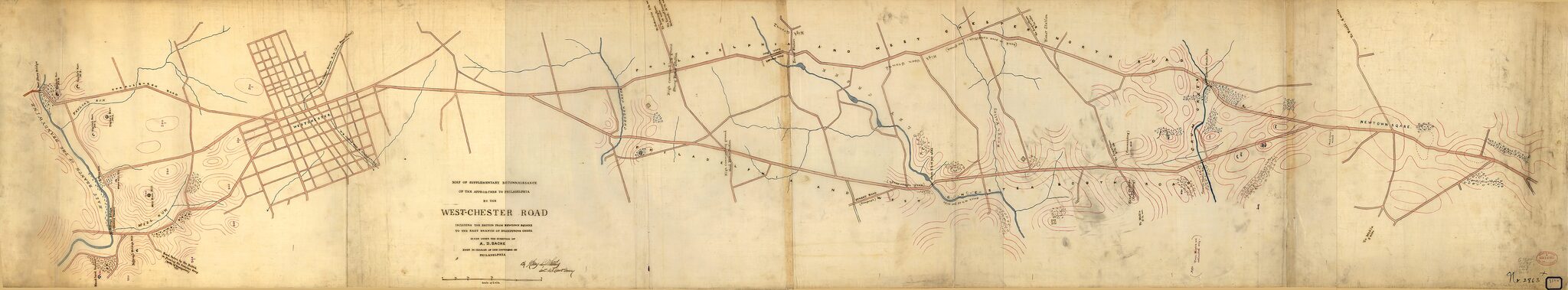 This old map of Chester Road : Including the Section from Newtown Square to the East Branch of the Brandywine Creek from 1863 was created by A. D. (Alexander Dallas) Bache, United States Coast Survey, Henry L. Whiting in 1863