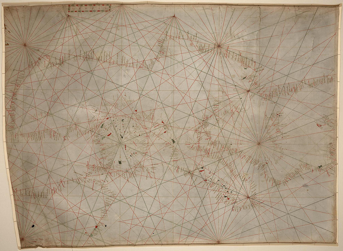 This old map of 1350 : Manuscript Chart of the Mediterranean and Black Seas On Vellum from 1320 was created by in 1320