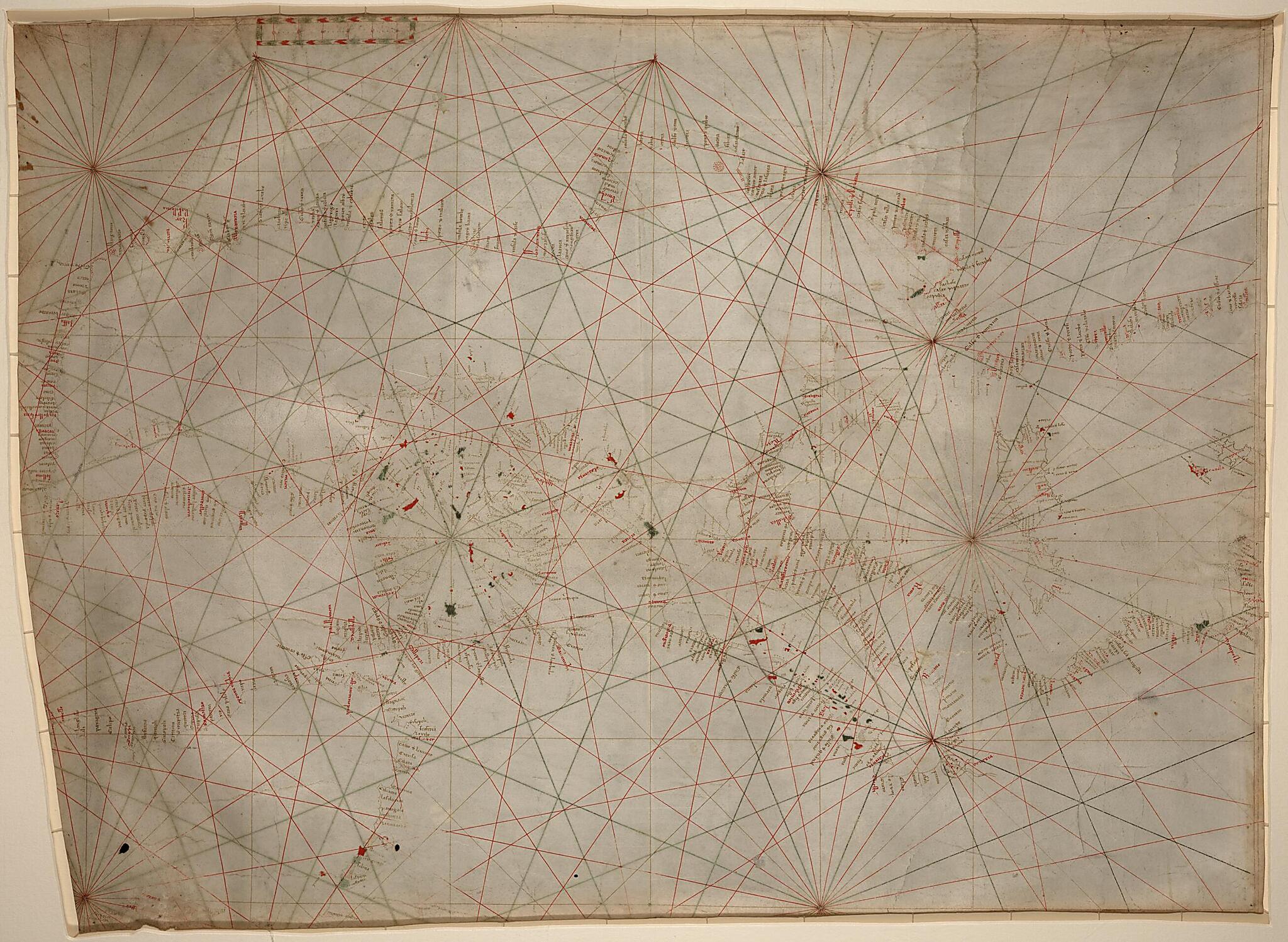 This old map of 1350 : Manuscript Chart of the Mediterranean and Black Seas On Vellum from 1320 was created by in 1320