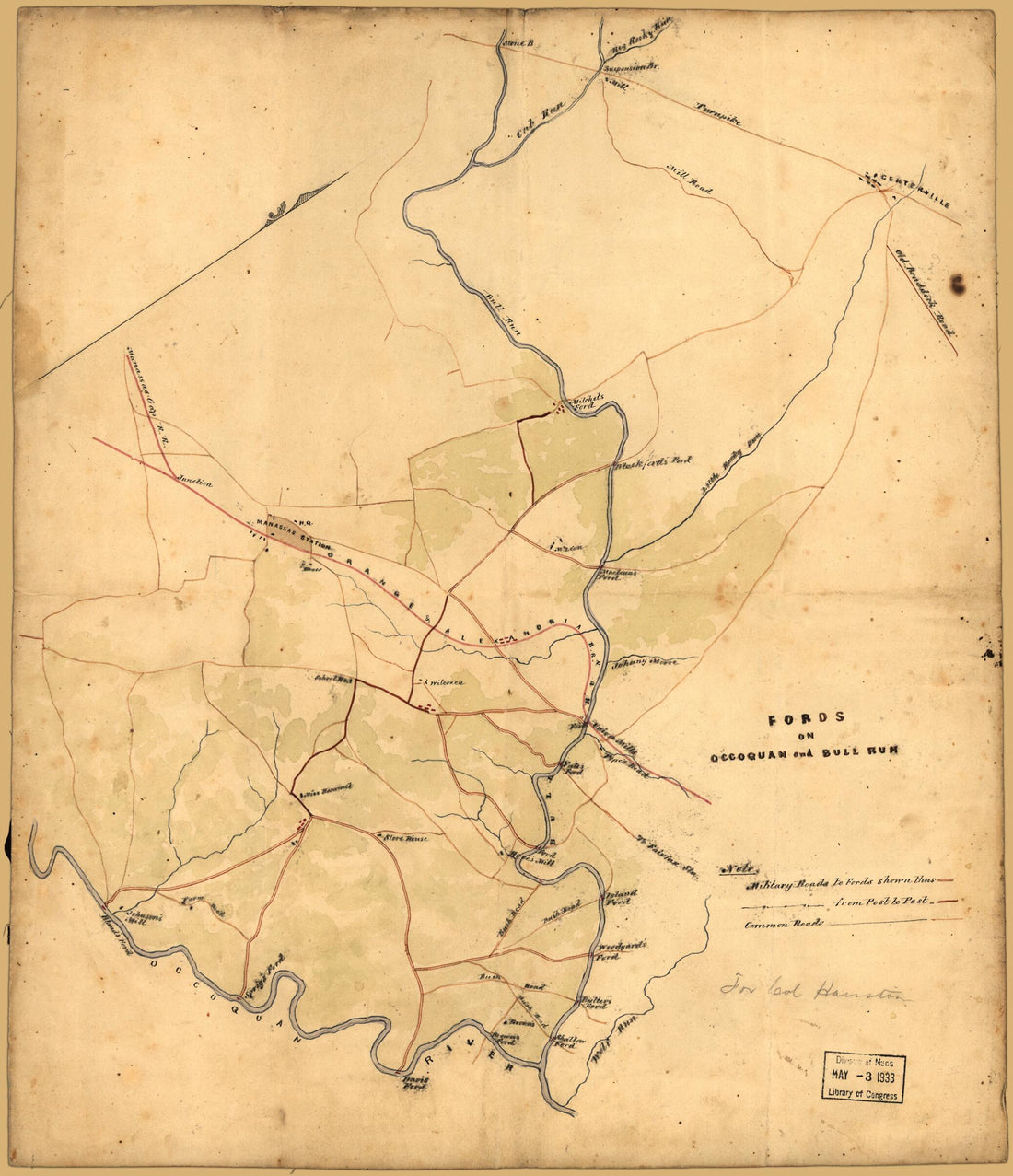 This old map of Fords On Occoquan and Bull Run : Northern Virginia from 1860 was created by Harrston in 1860